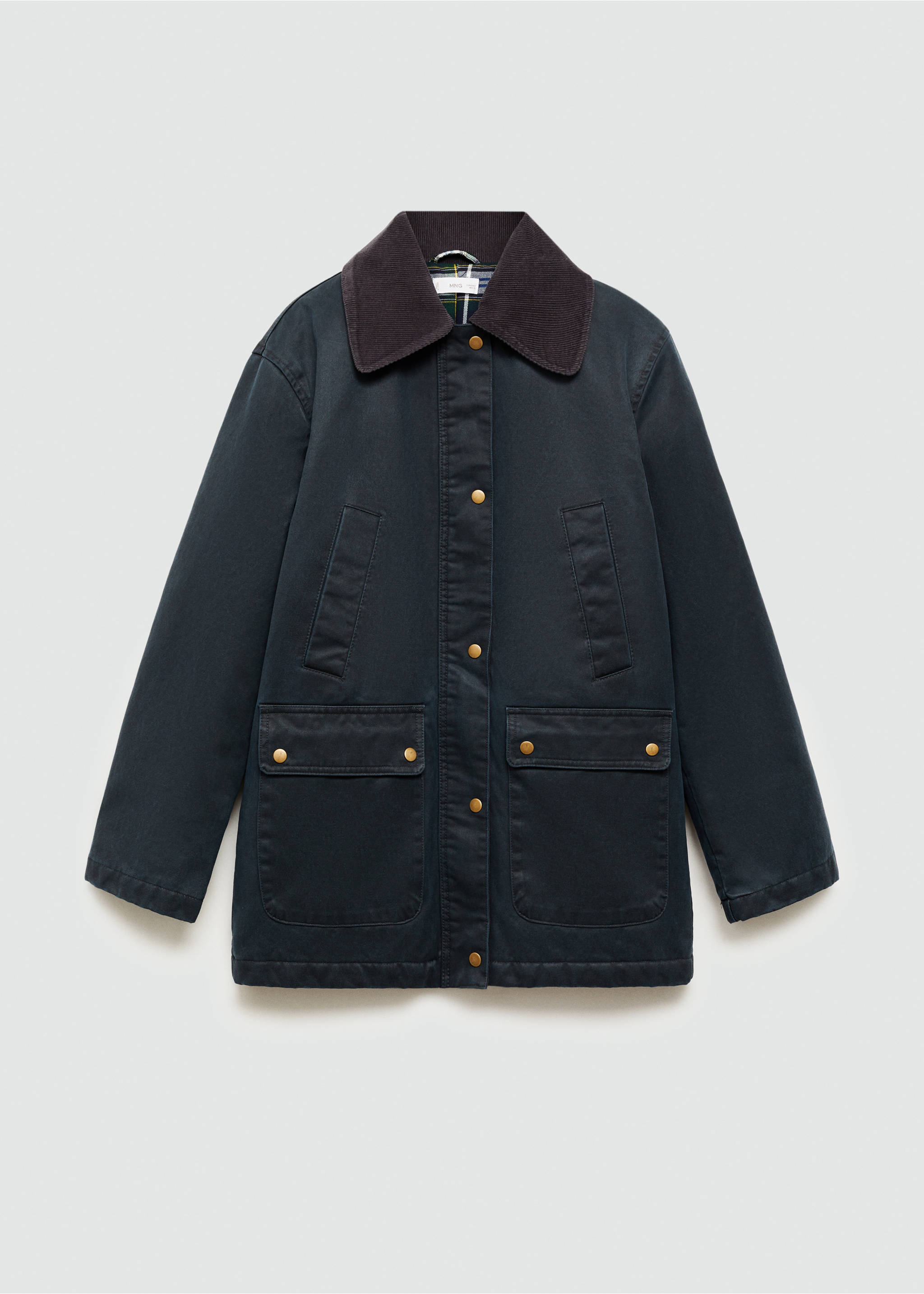 Parka efecto encerado larga - Artículo sin modelo, Azul marino oscuro. Ref: 77065630-00.