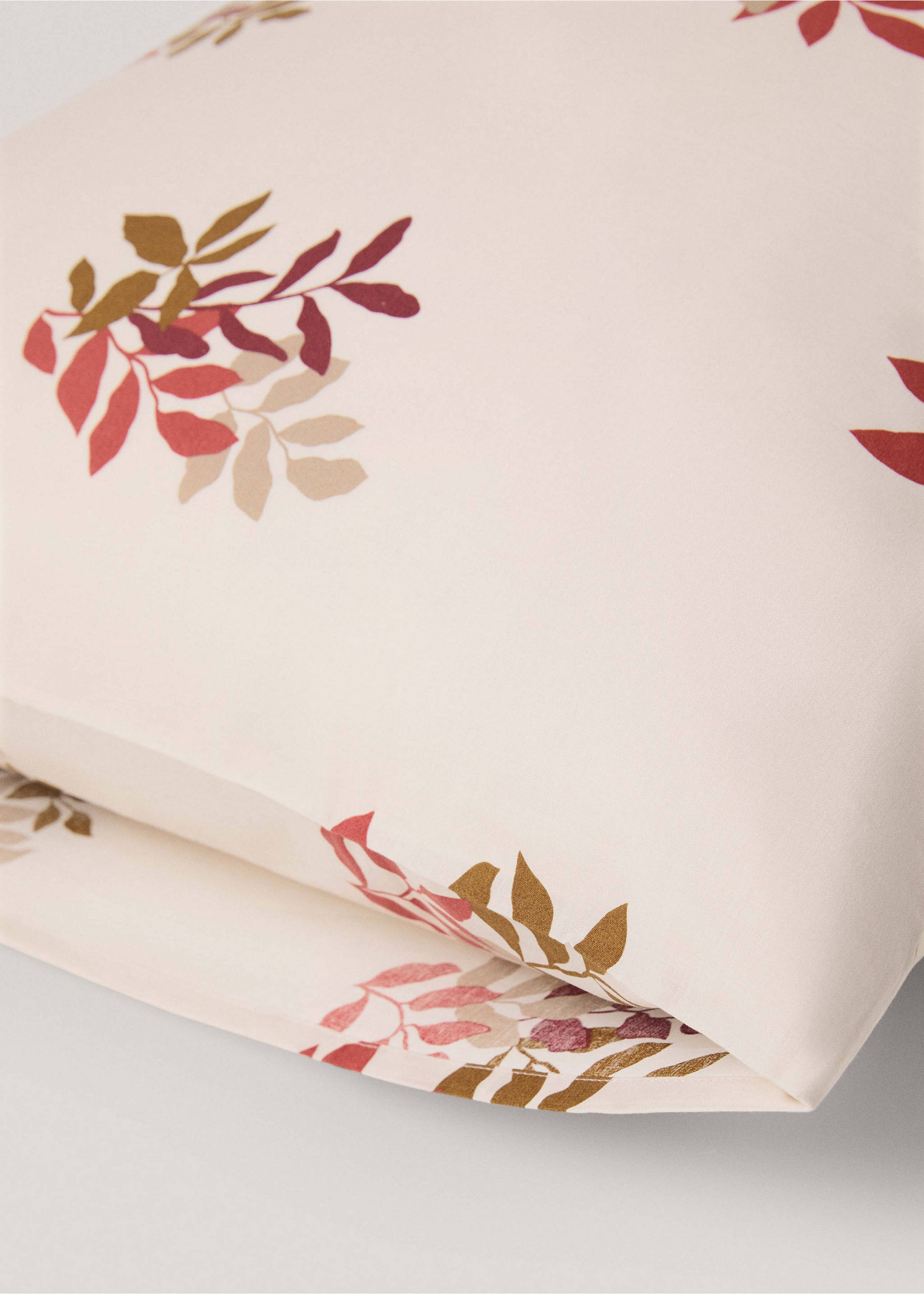 100% cotton floral pillowcase 50x75cm - Details of the article 2, Medium Brown. Ref: 77065634-00.