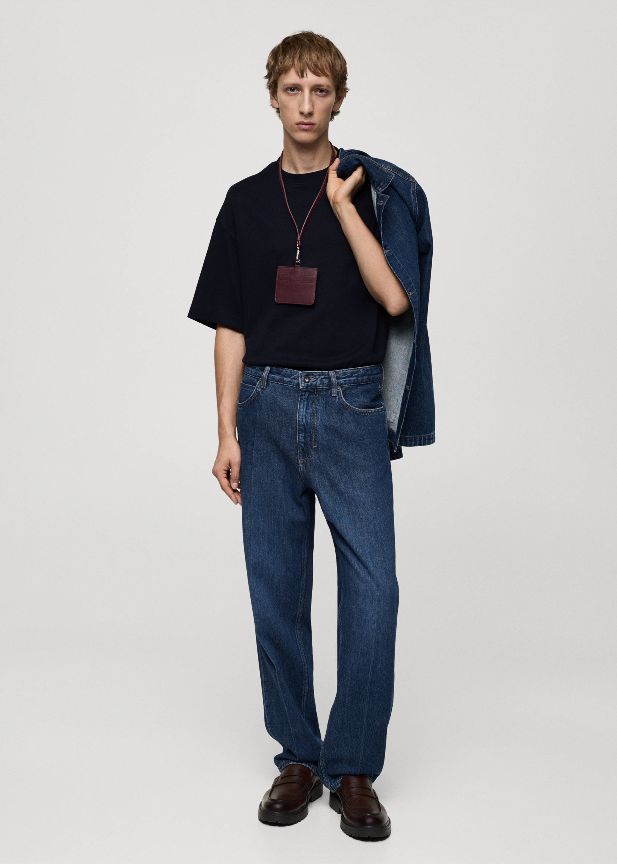 Pouzdro na karty s páskem z imitace kůže - Celkový náhled, Bordó. Ref: 77065640-00.