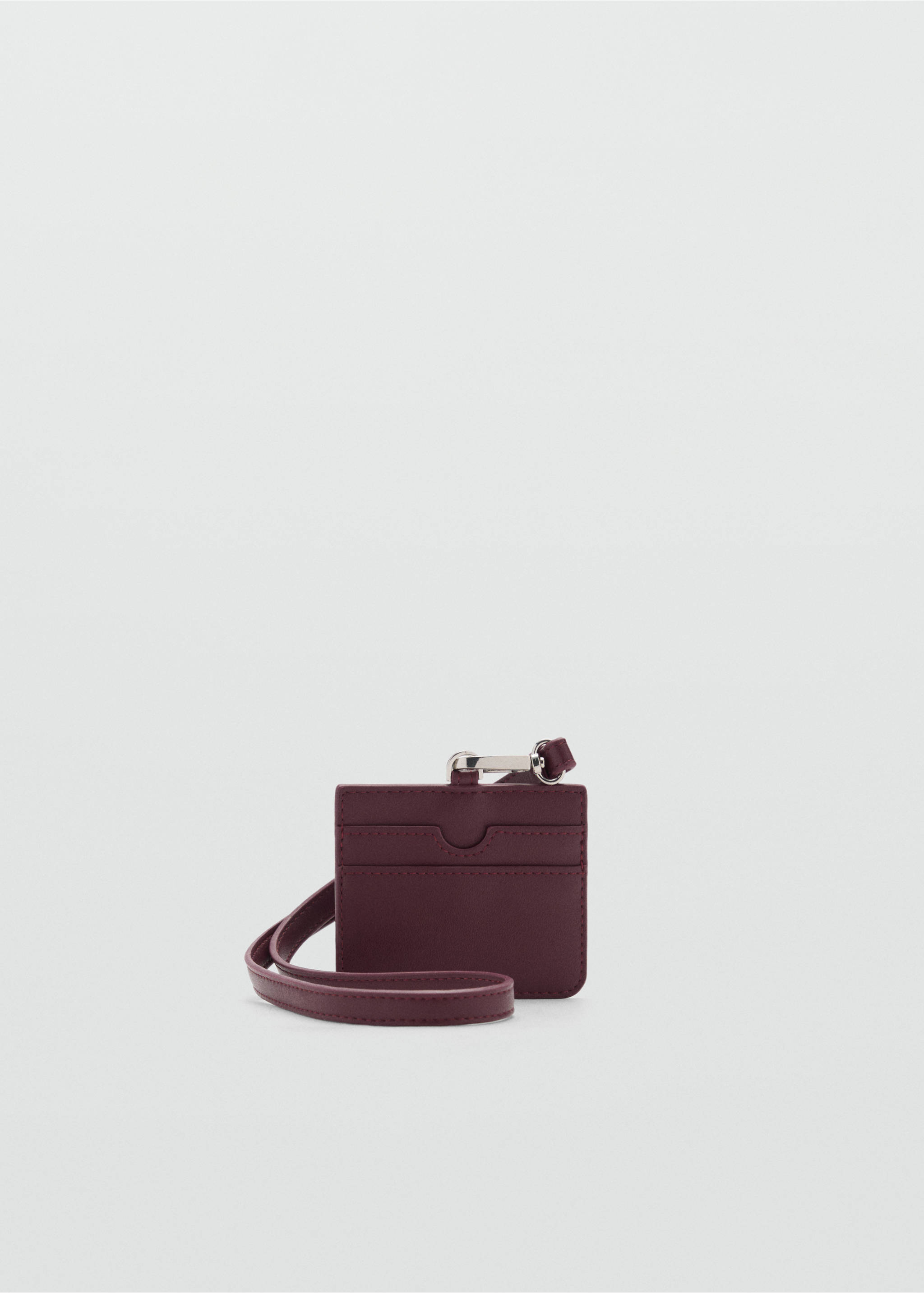 Faux-leather strap card holder - Article without model, Burgundy. Ref: 77065640-00.