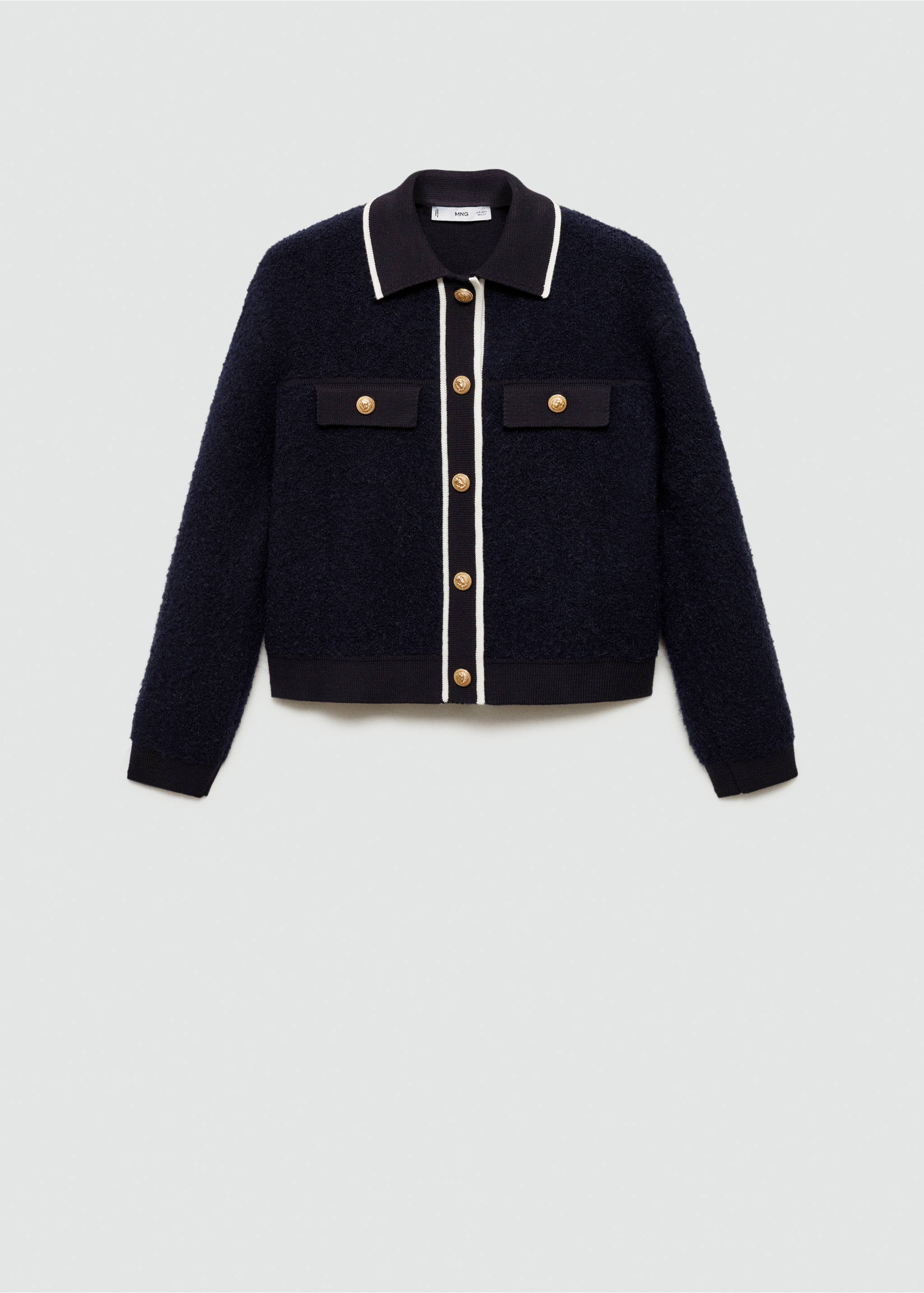 Knitted buttoned jacket - Article without model, Dark Navy. Ref: 77065641-00.