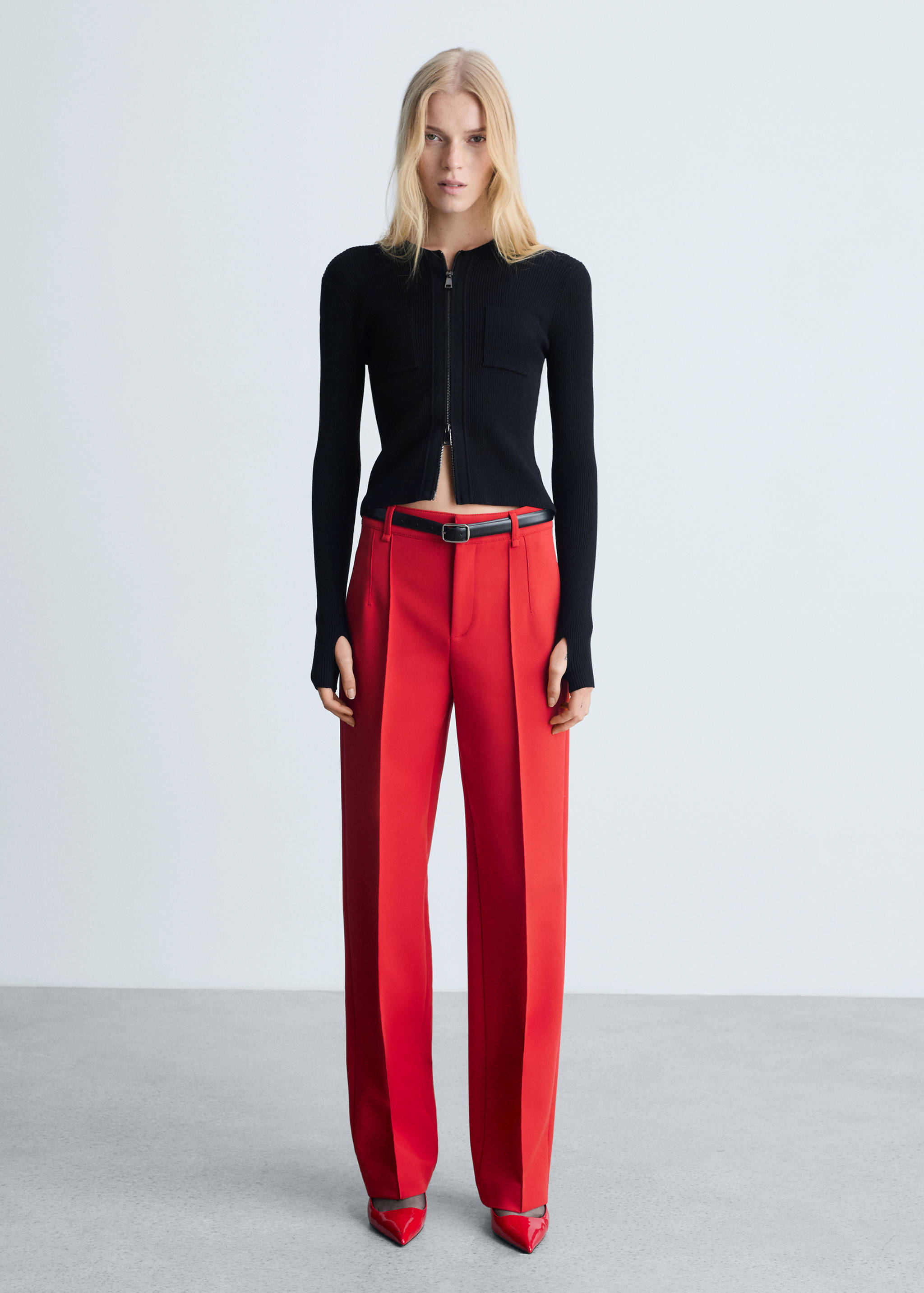 Chaqueta punto fino cremallera - Plano general