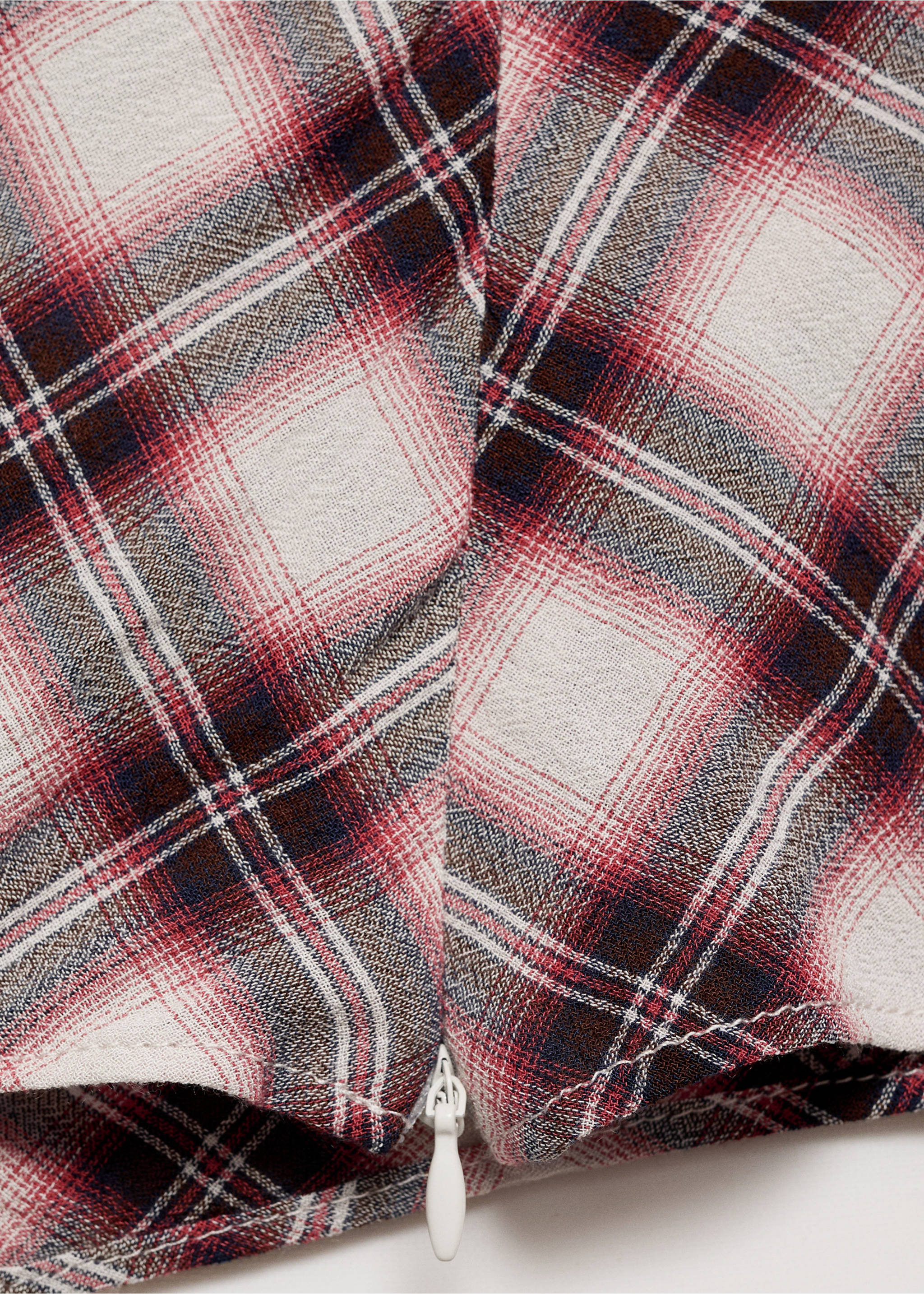 Asymmetric checked blouse - Details of the article 0, Maroon. Ref: 77065644-00.