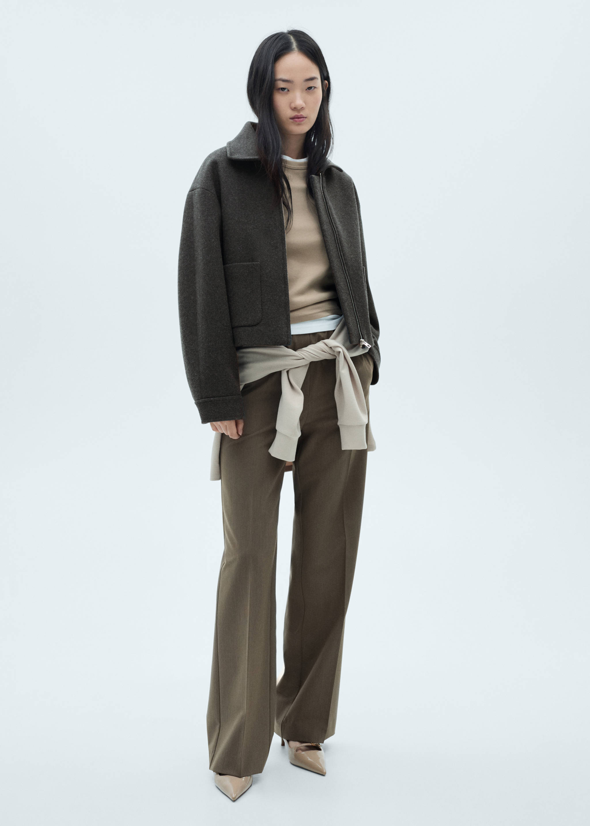 Cropped jacket with pockets - General plane