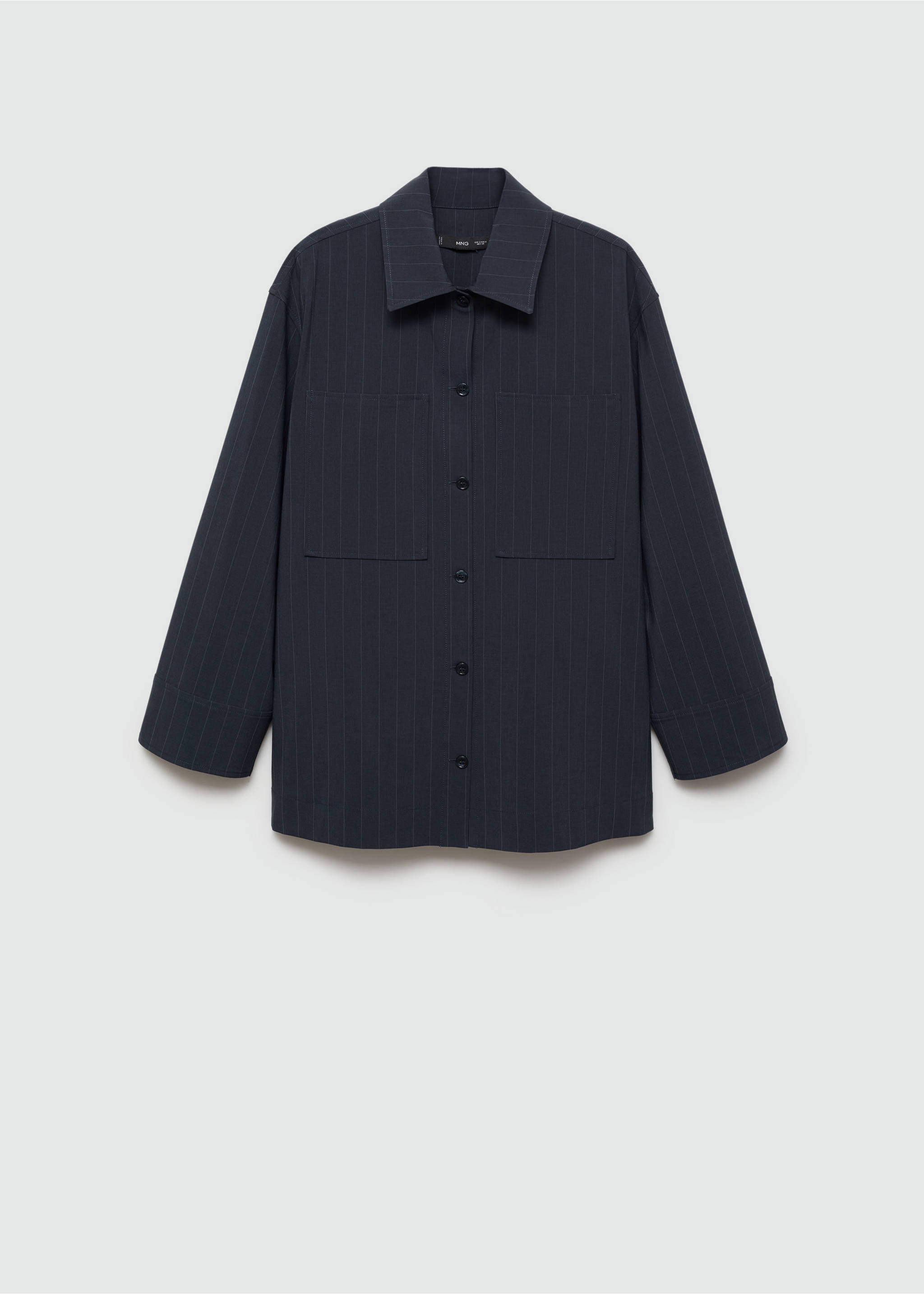 Pinstripe overshirt - Article without model, Dark Navy. Ref: 77065649-00.