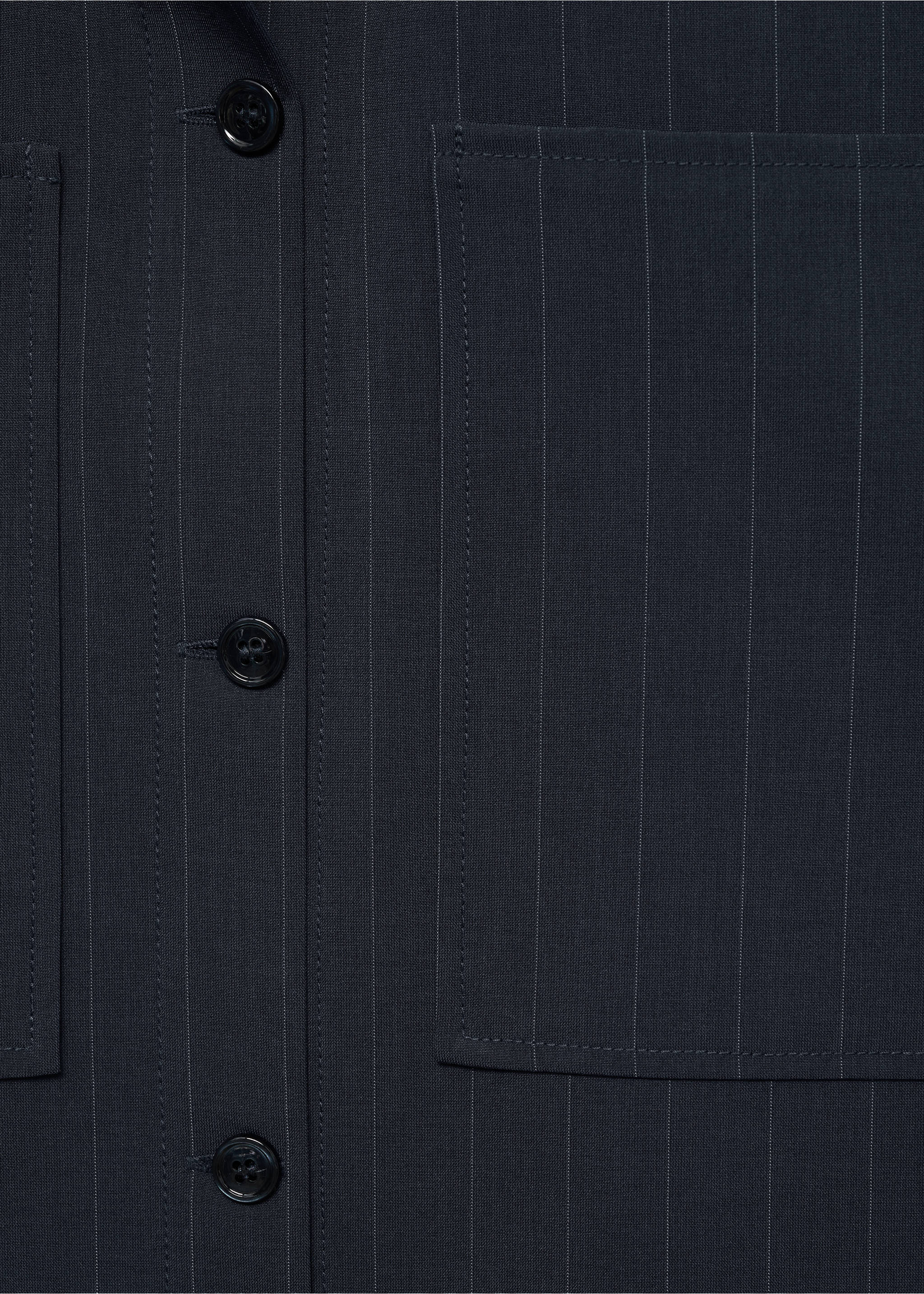 Pinstripe overshirt - Details of the article 0, Dark Navy. Ref: 77065649-00.