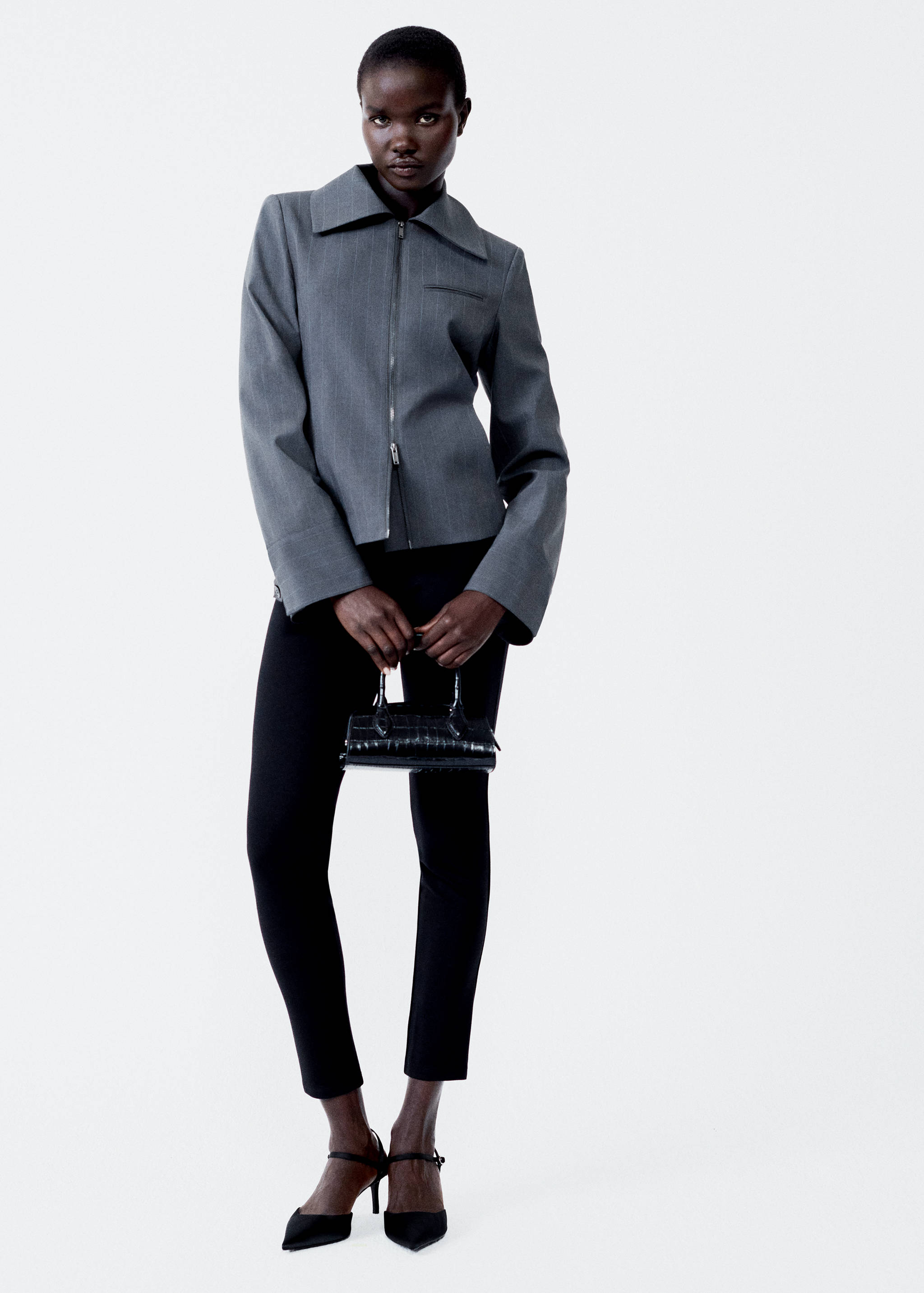 Gestreifte Jacke mit doppeltem Reißverschluss - Detail des Artikels 6