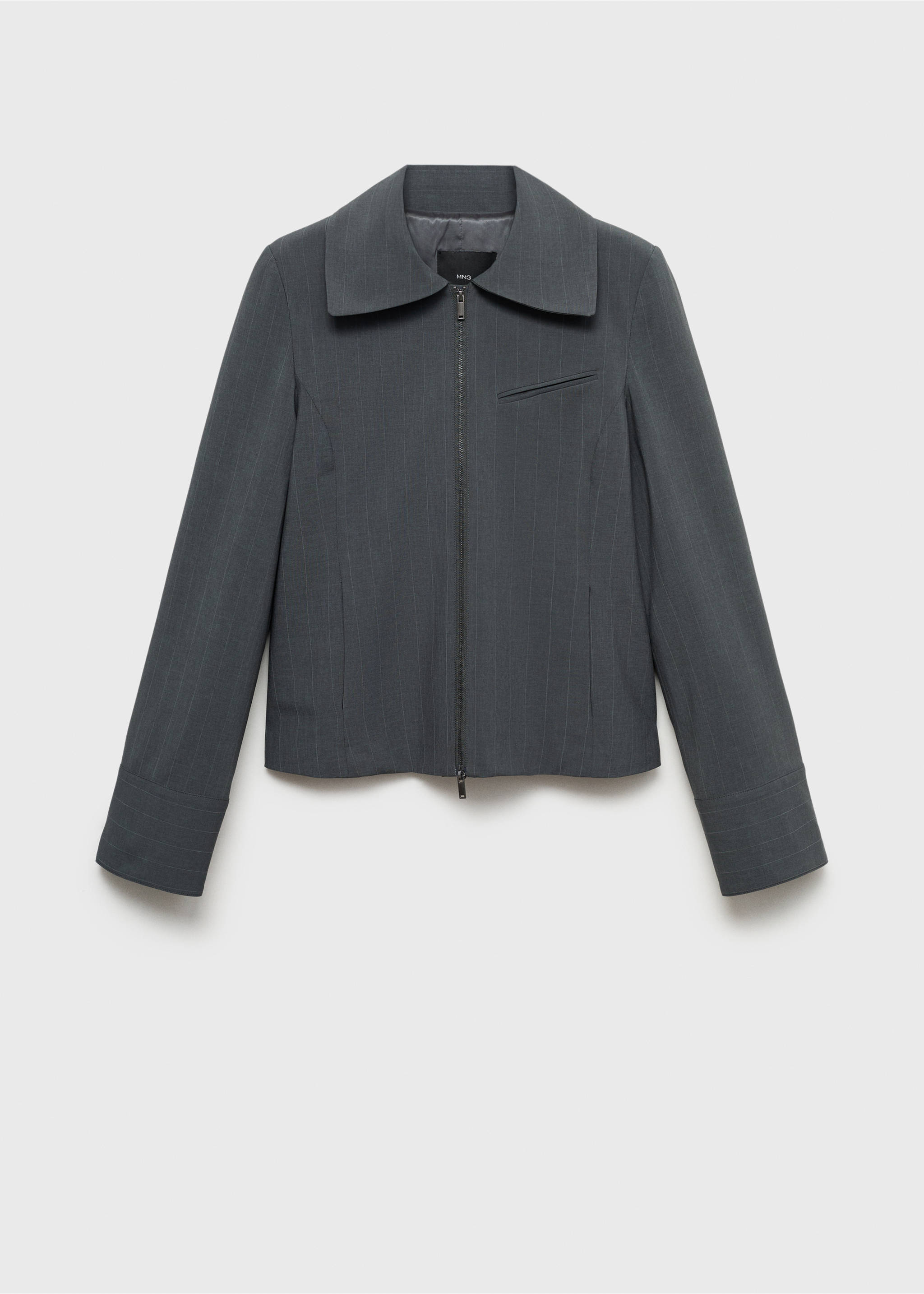 Gestreifte Jacke mit doppeltem Reißverschluss - Artikel ohne Model, Grau. Ref: 77065650-00.