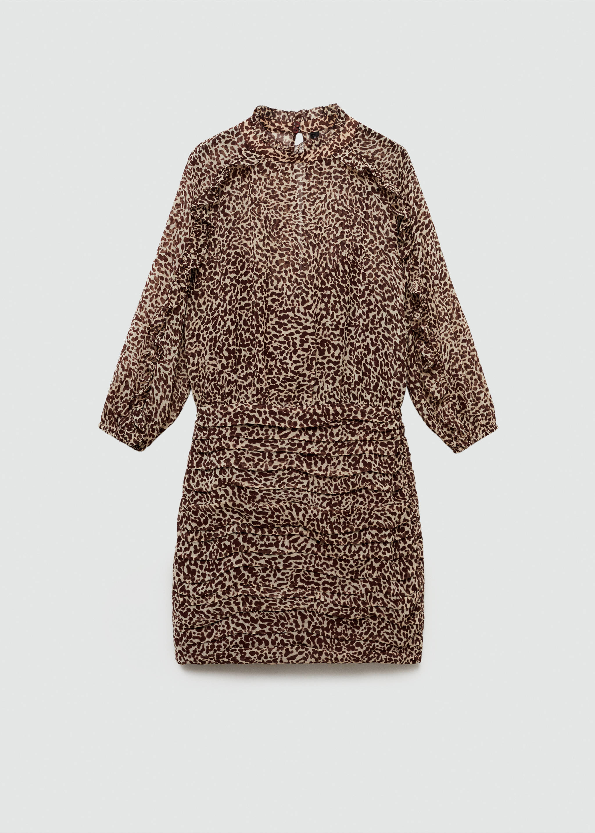 Vestit drapejat estampat lleopard - Article sense model, Marró. Ref: 77065657-00.
