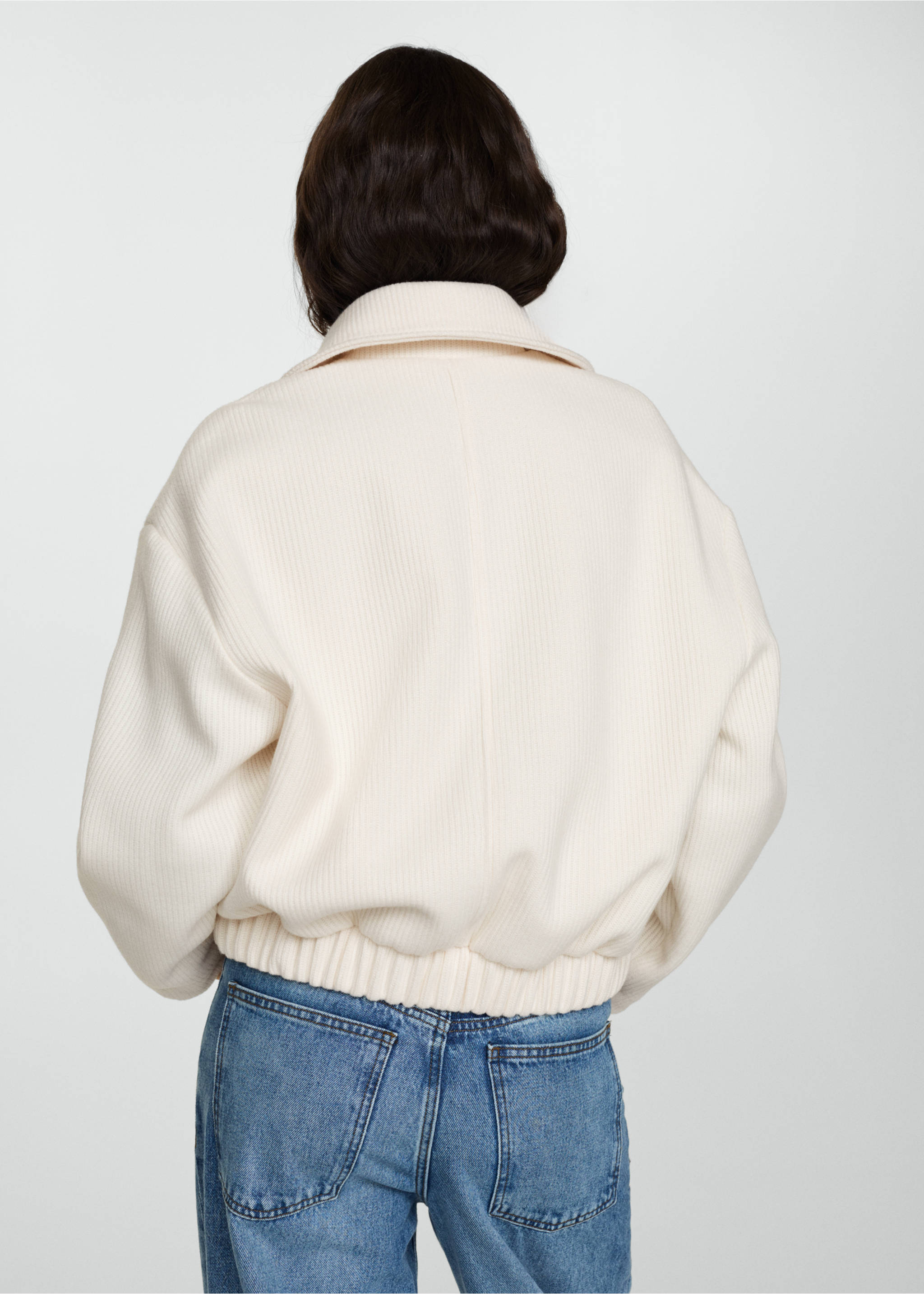 Pocket knit jacket - Reverse of the article, Off White. Ref: 77065660-00.