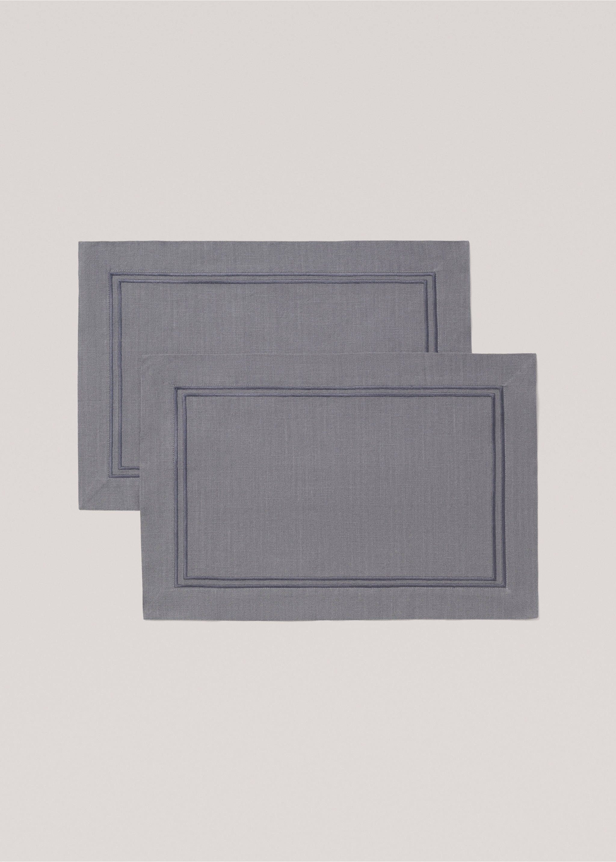 100% cotton placement with embroidered border 35x50cm - Article without model, Blue. Ref: 77065662-00.