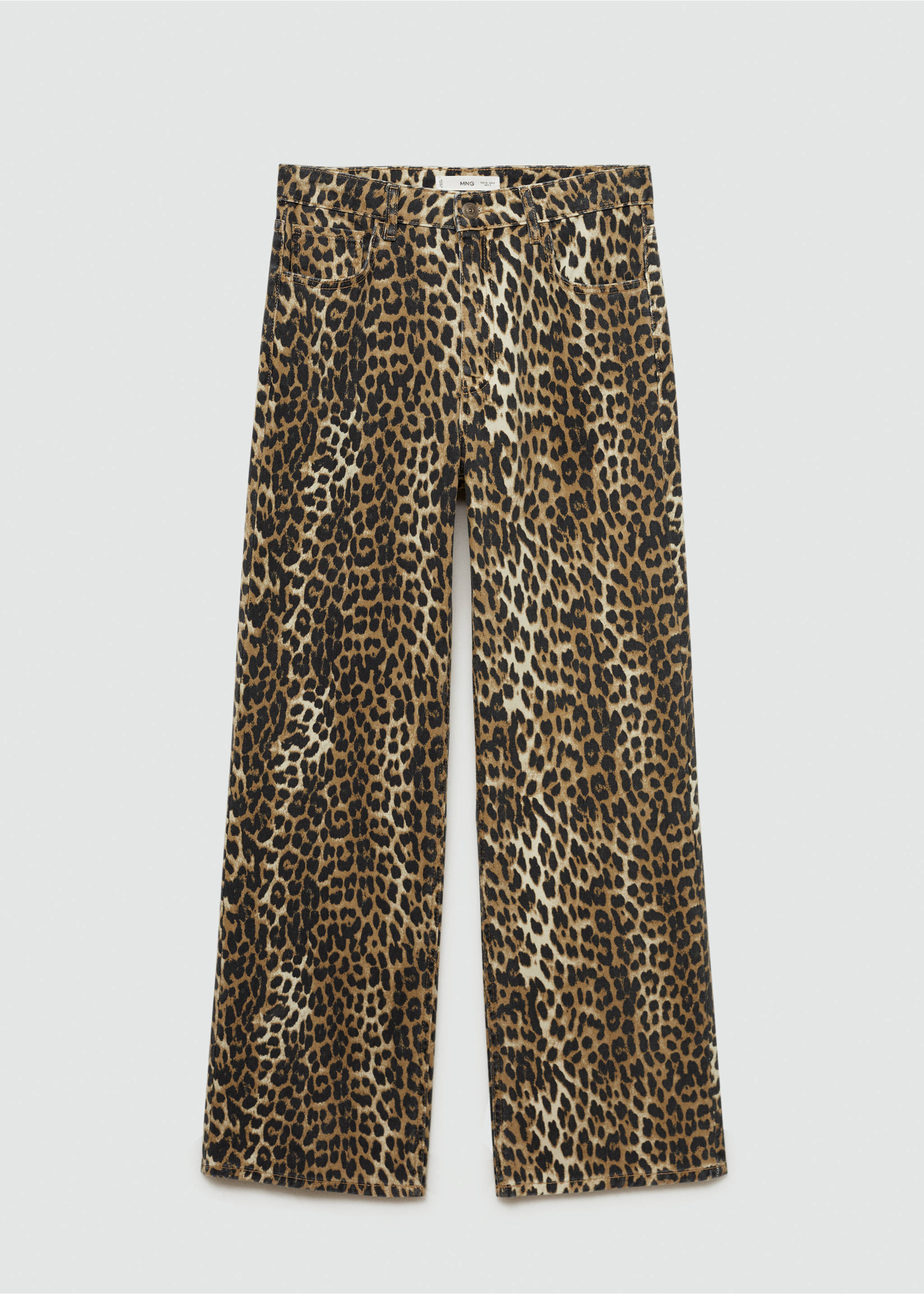 Jean droit taille haute léopard - Article sans modèle, Marron. Ref: 77065668-00.