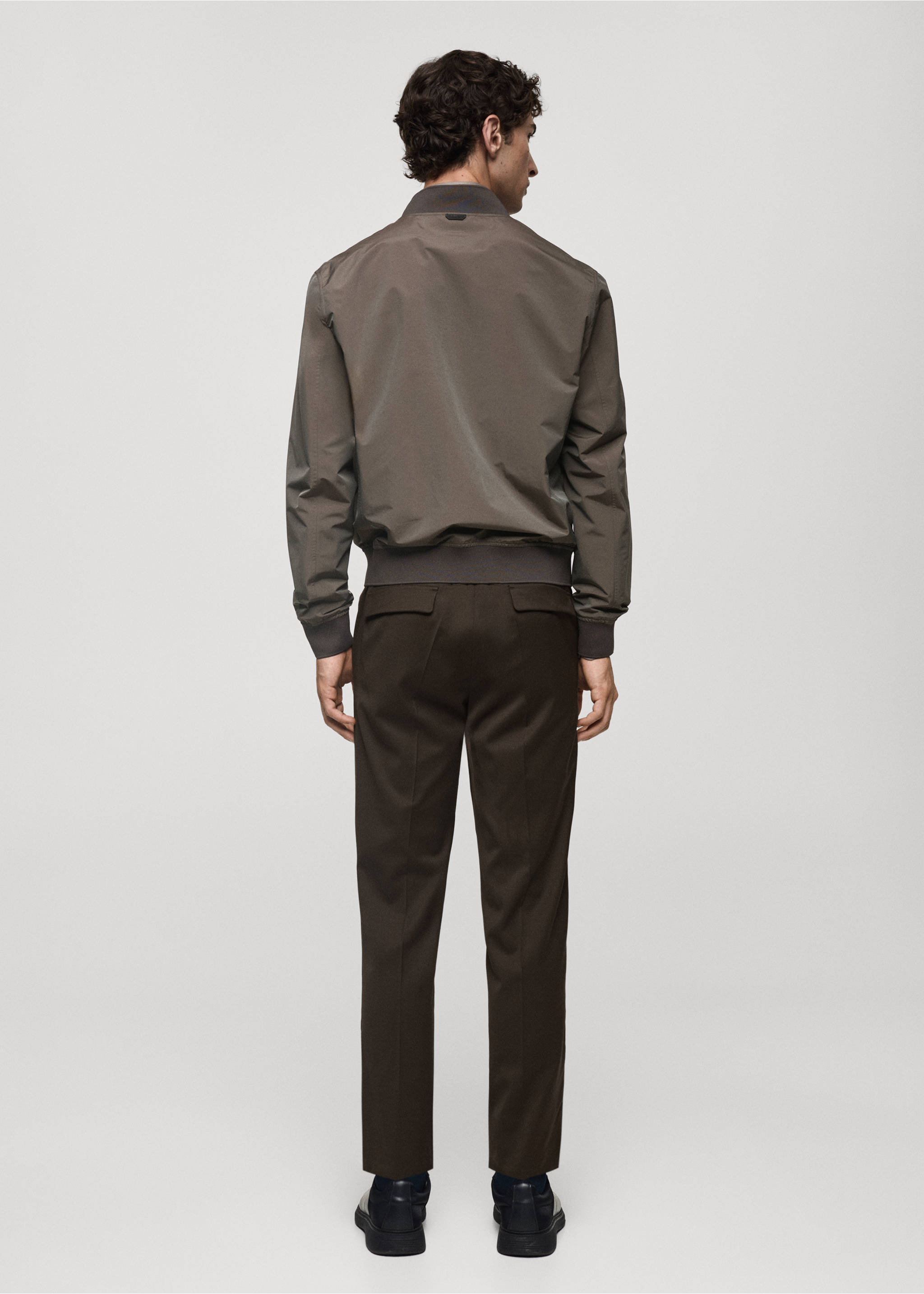 Bomber jacket in waterproof technical fabric - Reverse of the article, Brown. Ref: 77065962-00.