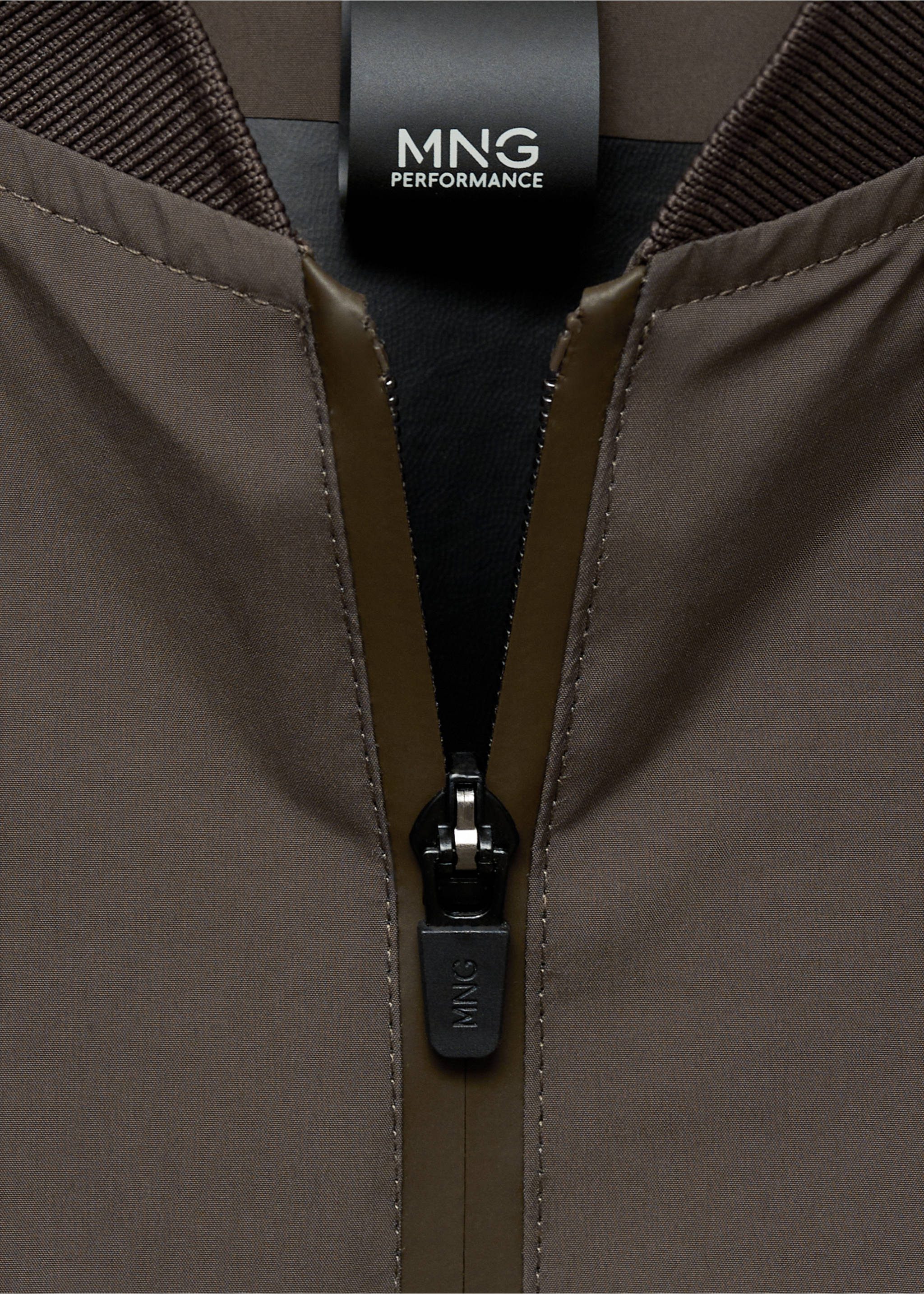 Bomber jacket in waterproof technical fabric - Details of the article 8, Brown. Ref: 77065962-00.