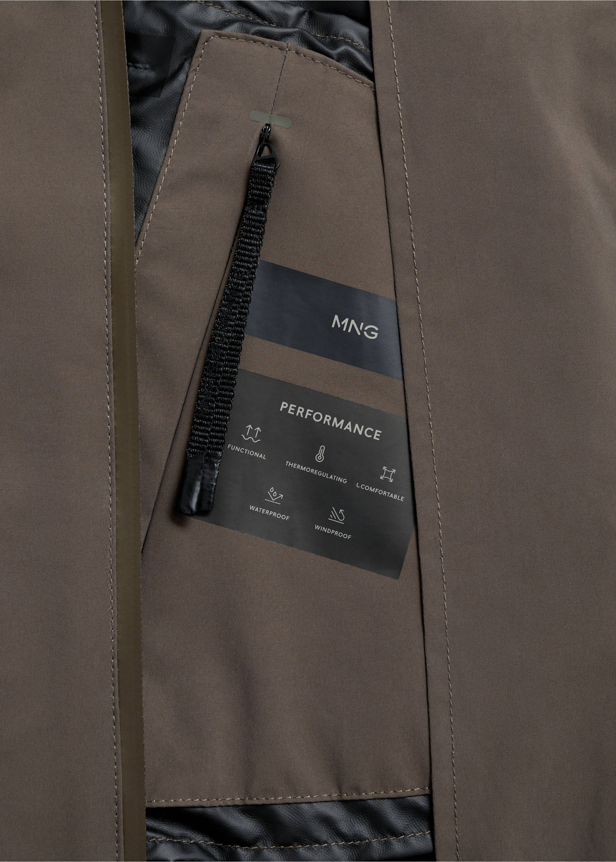 Bomber jacket in waterproof technical fabric - Details of the article 0, Brown. Ref: 77065962-00.
