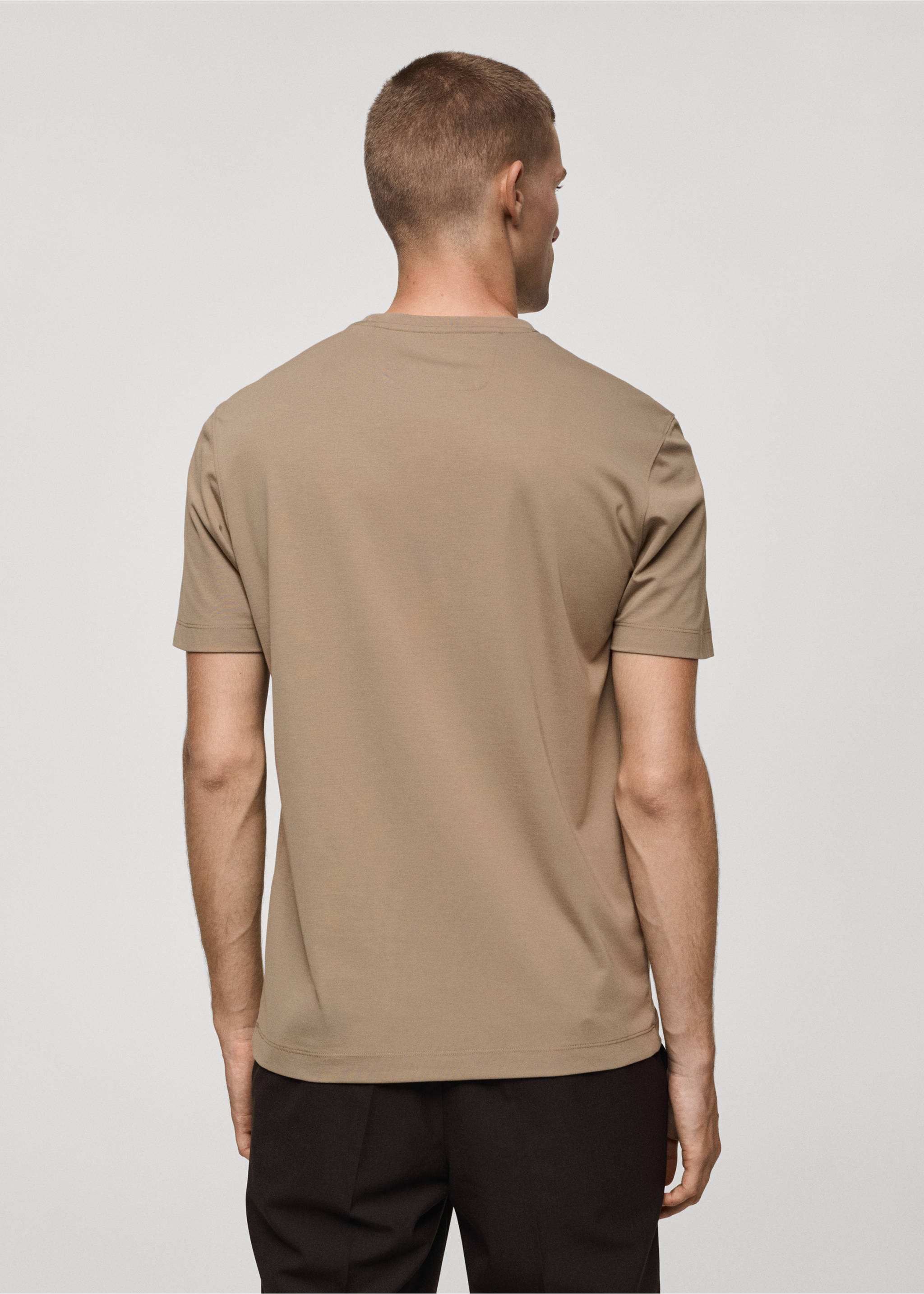 Crease-resistant comfort stretch t-shirt - Reverse of the article, Medium Brown. Ref: 77065966-00.