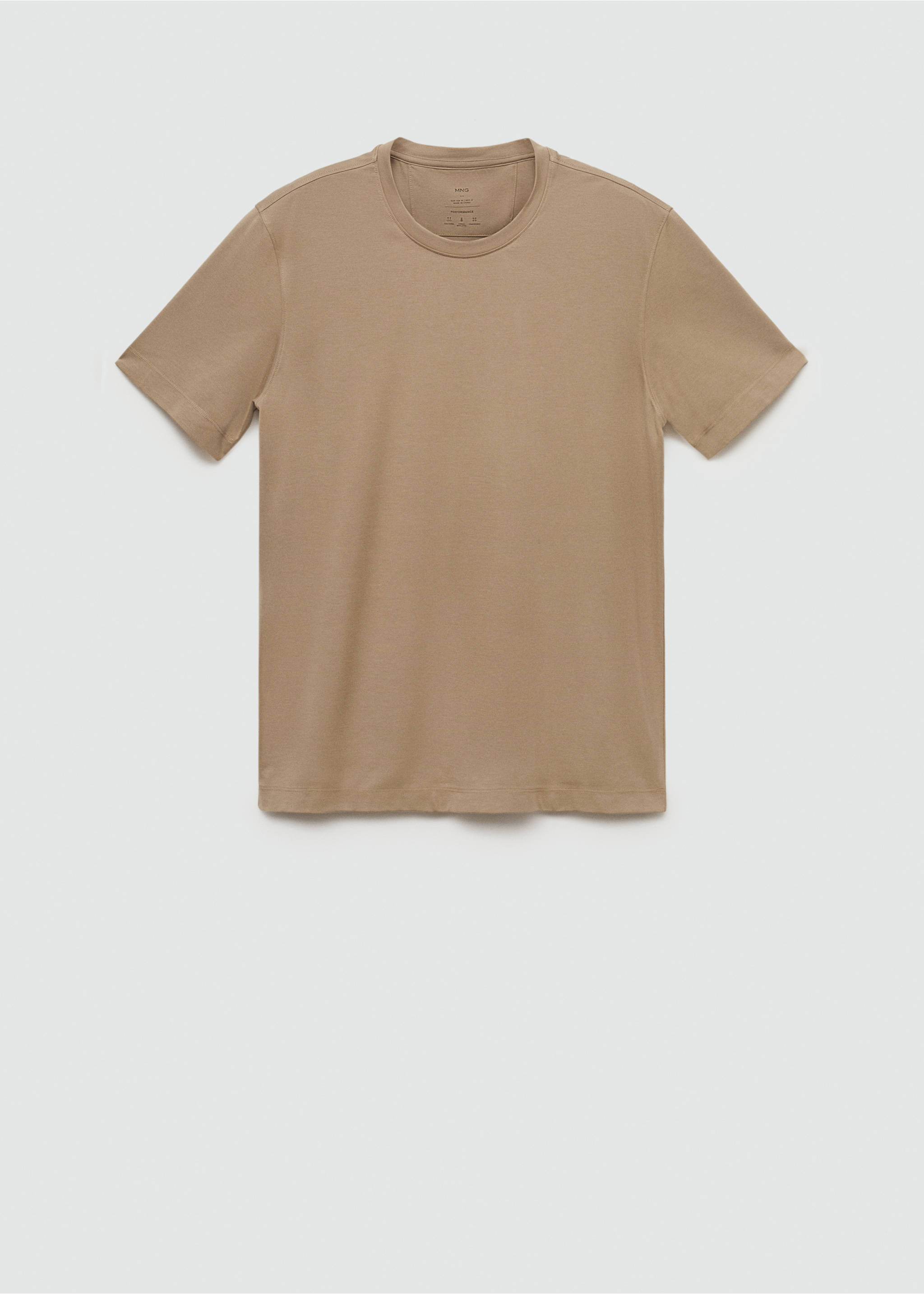 Crease-resistant comfort stretch t-shirt - Article without model, Medium Brown. Ref: 77065966-00.