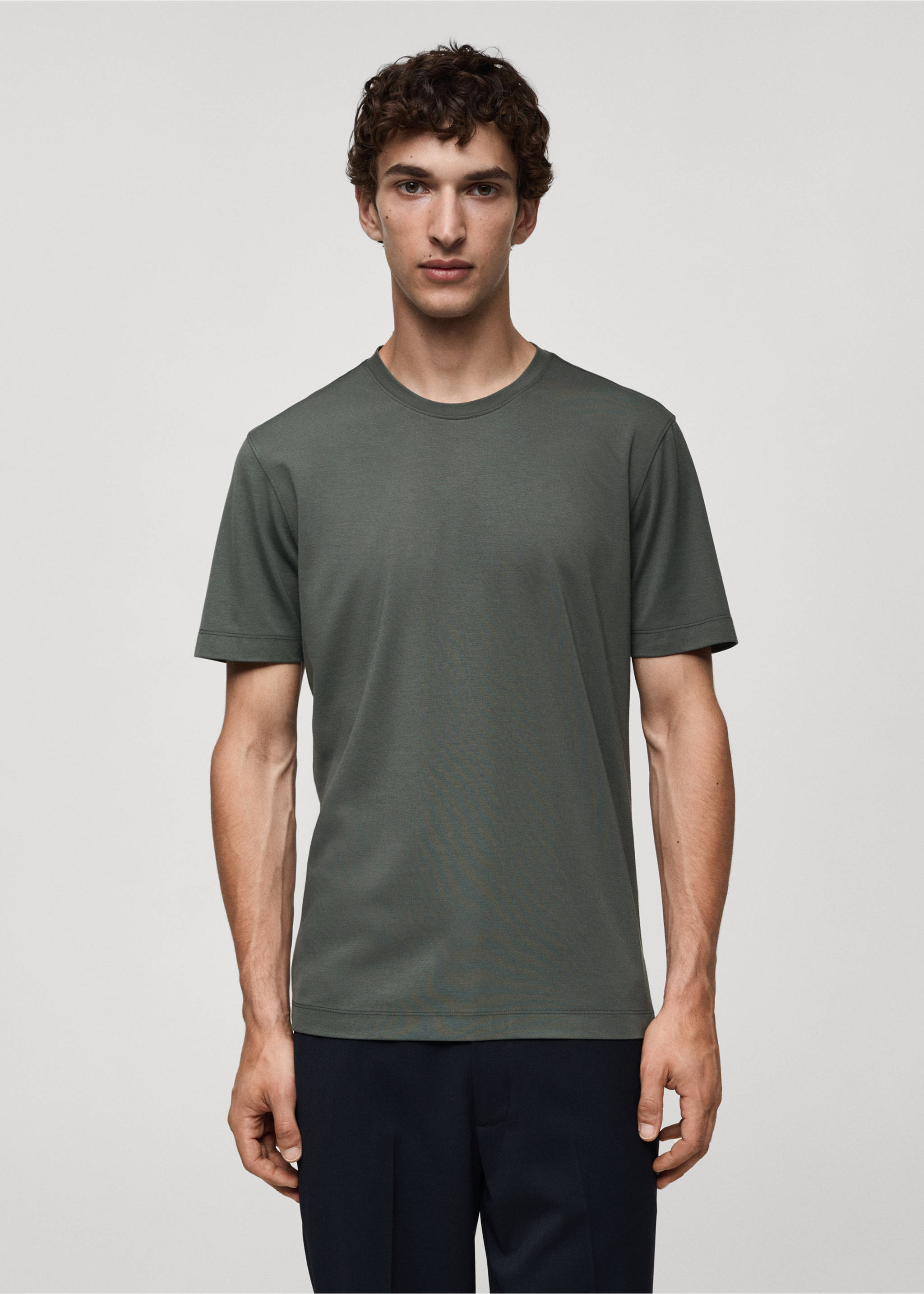Crease-resistant comfort stretch t-shirt - Medium plane, Green. Ref: 77065966-00.