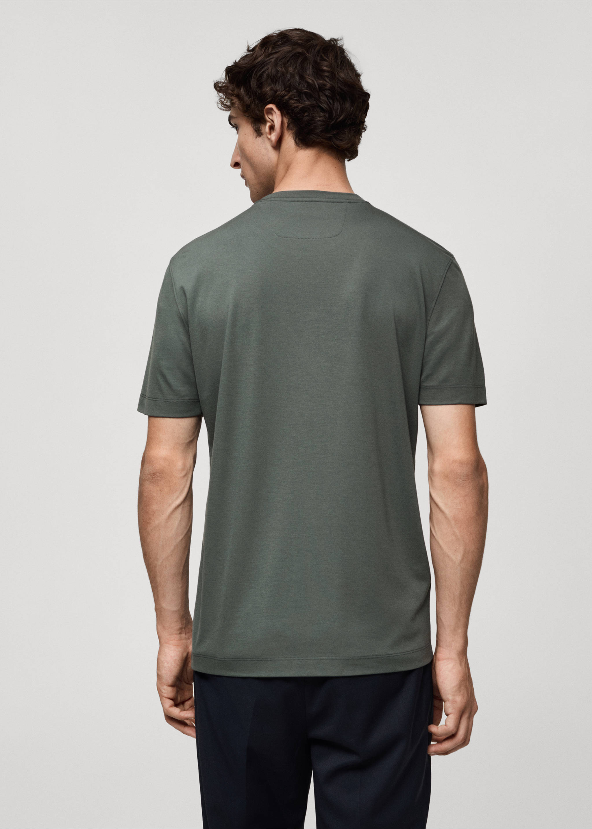 Crease-resistant comfort stretch t-shirt - Reverse of the article, Green. Ref: 77065966-00.