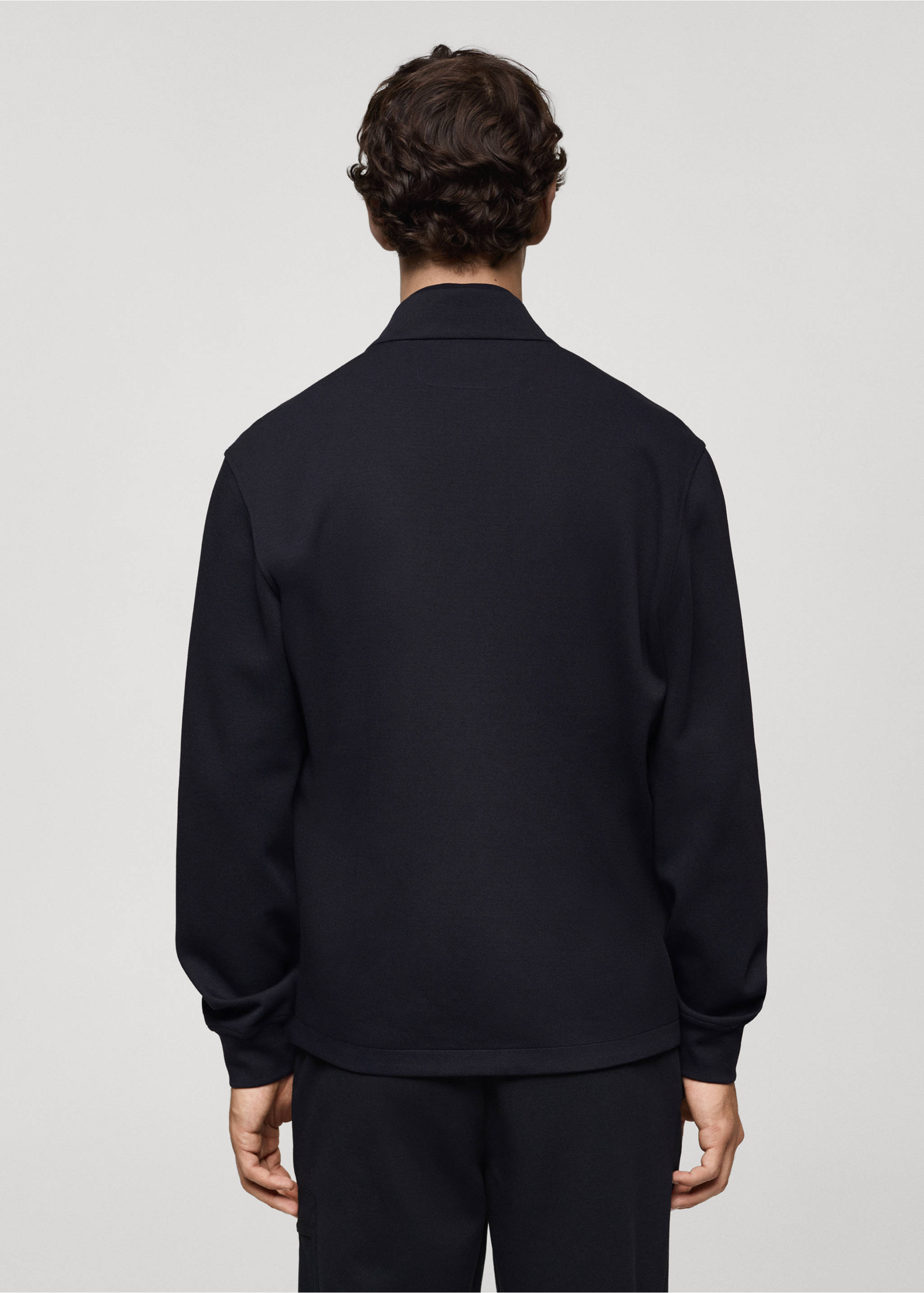 Bomber sweatshirt with anti-odour technology - Reverse of the article, Dark Navy. Ref: 77065967-00.