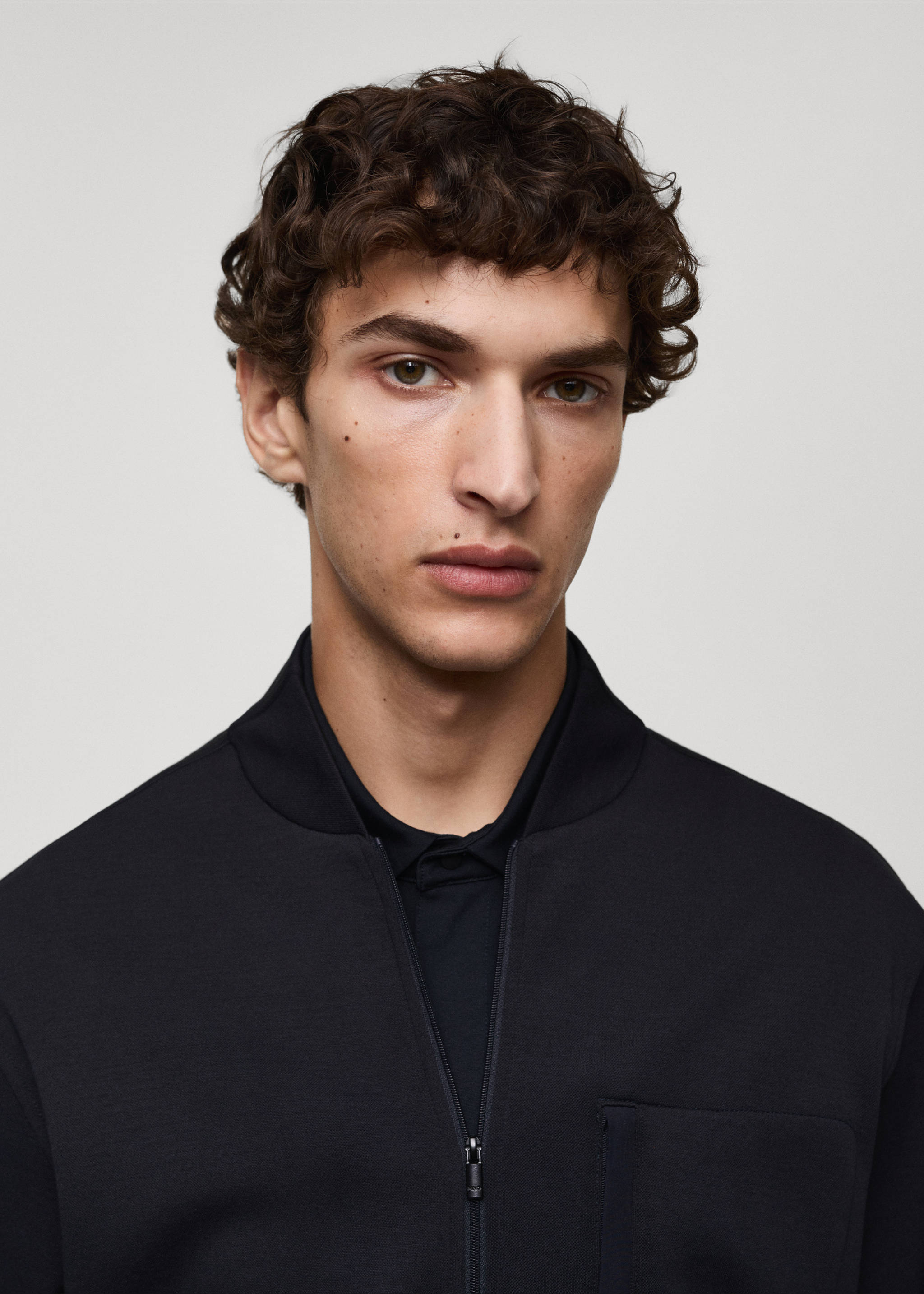 Bomber sweatshirt with anti-odour technology - Details of the article 1, Dark Navy. Ref: 77065967-00.