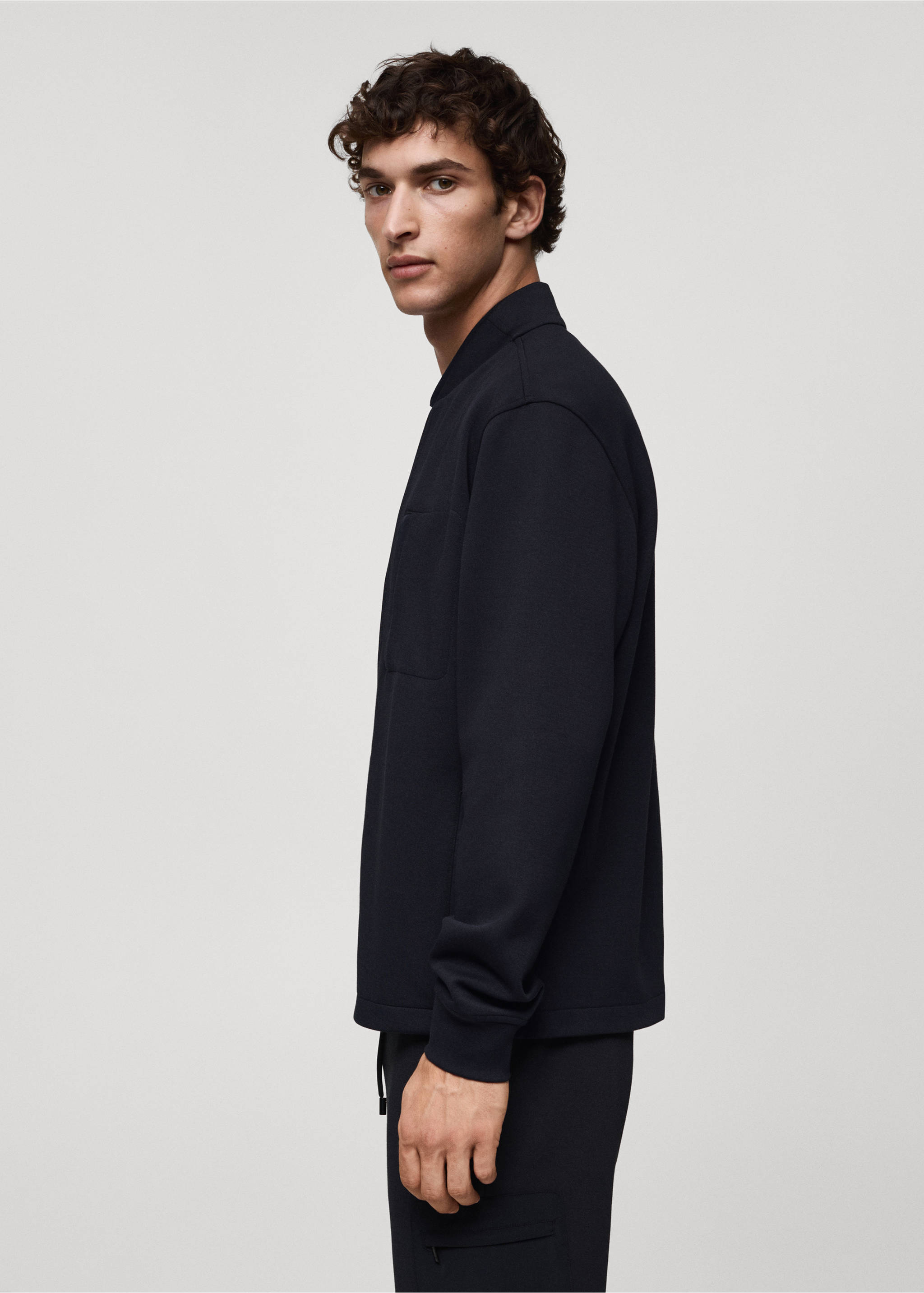 Bomber sweatshirt with anti-odour technology - Details of the article 2, Dark Navy. Ref: 77065967-00.