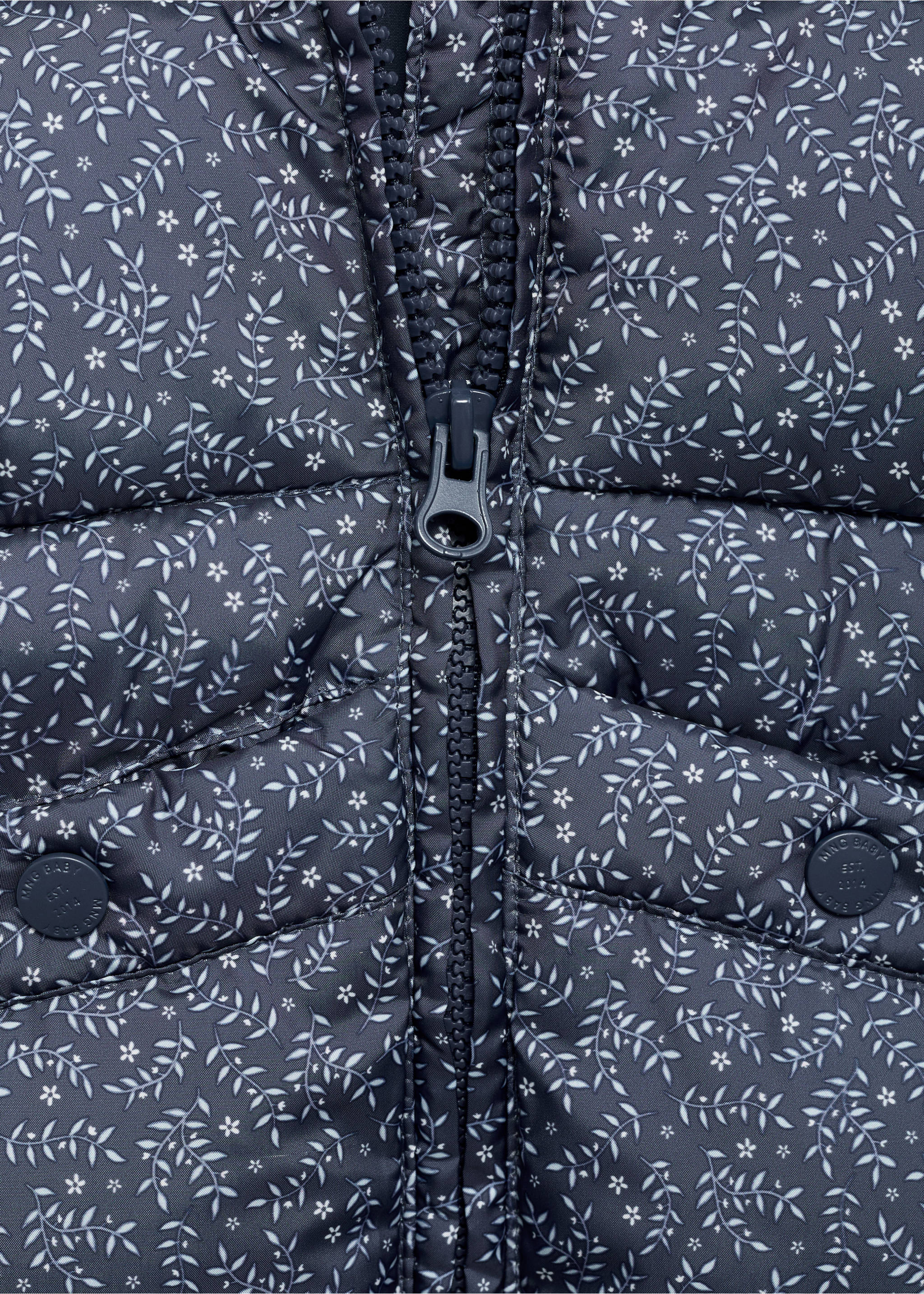 Flowers print quilted anorak - Details of the article 8, Blue. Ref: 77065969-00.