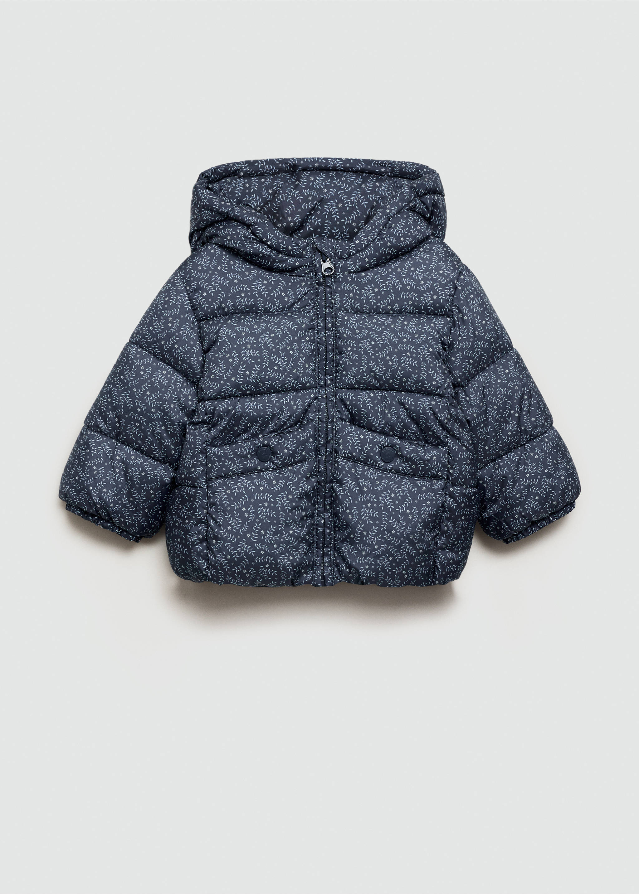 Flowers print quilted anorak - Article without model, Blue. Ref: 77065969-00.
