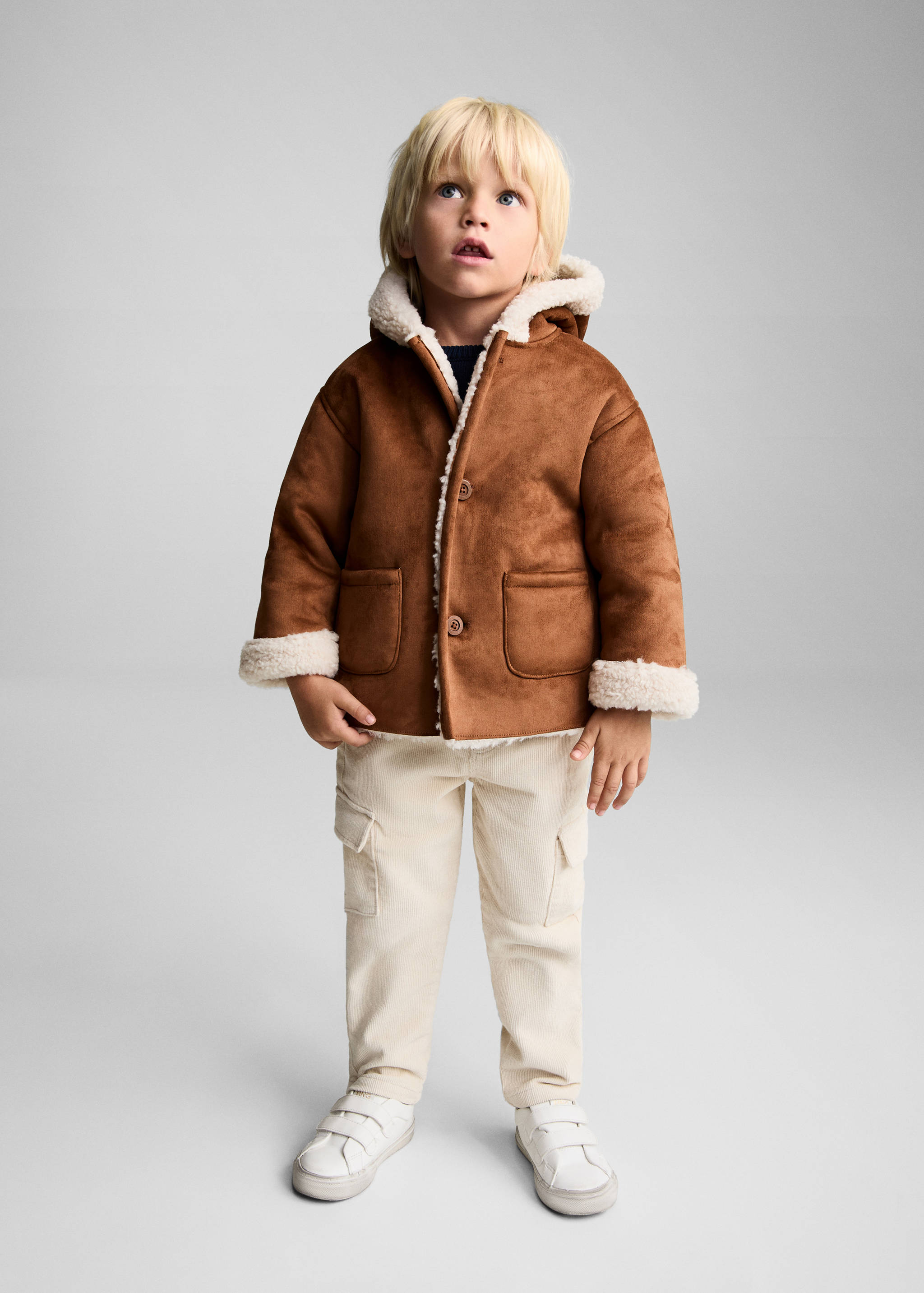 Suede and shearling-effect coat - General plane