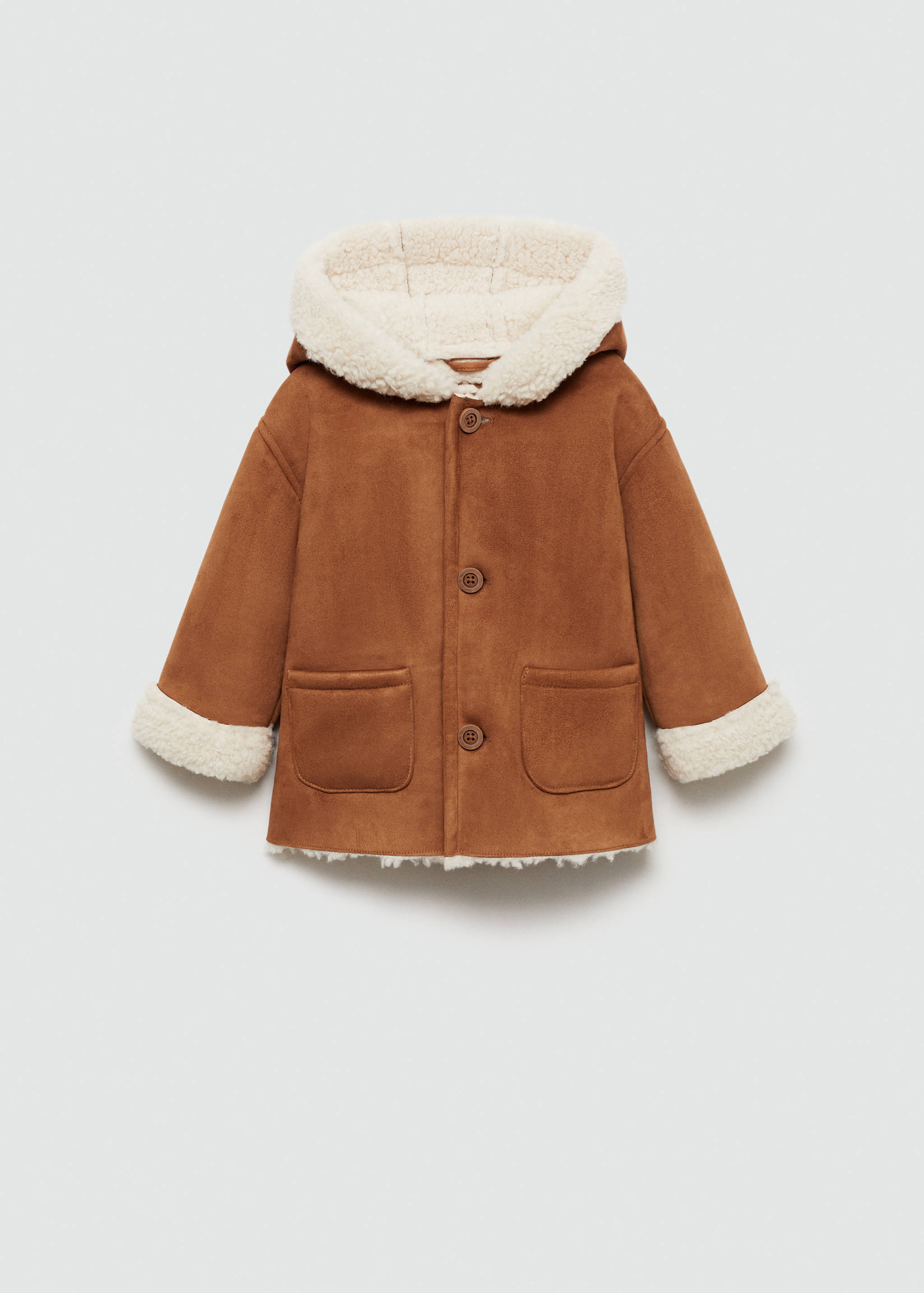 Suede and shearling-effect coat - Article without model