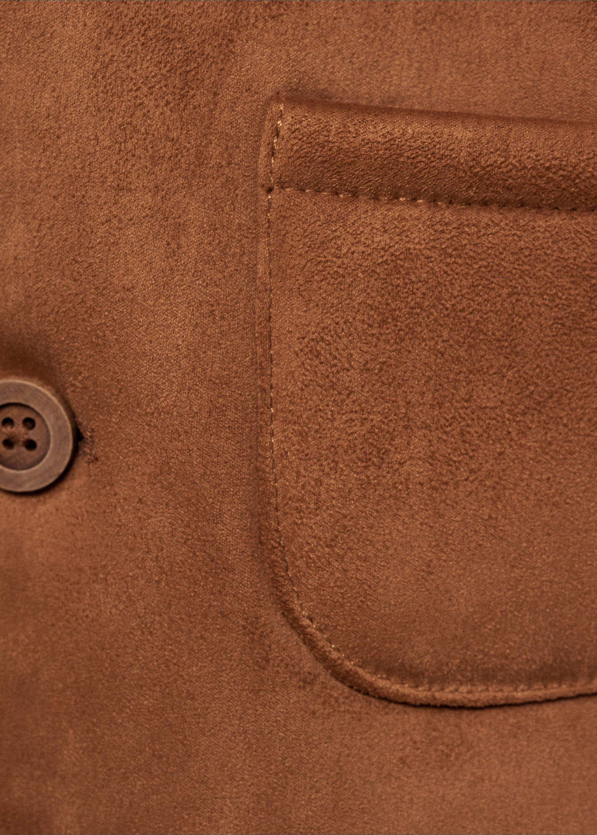 Suede and shearling-effect coat - Details of the article 8, Medium Brown. Ref: 77065976-00.