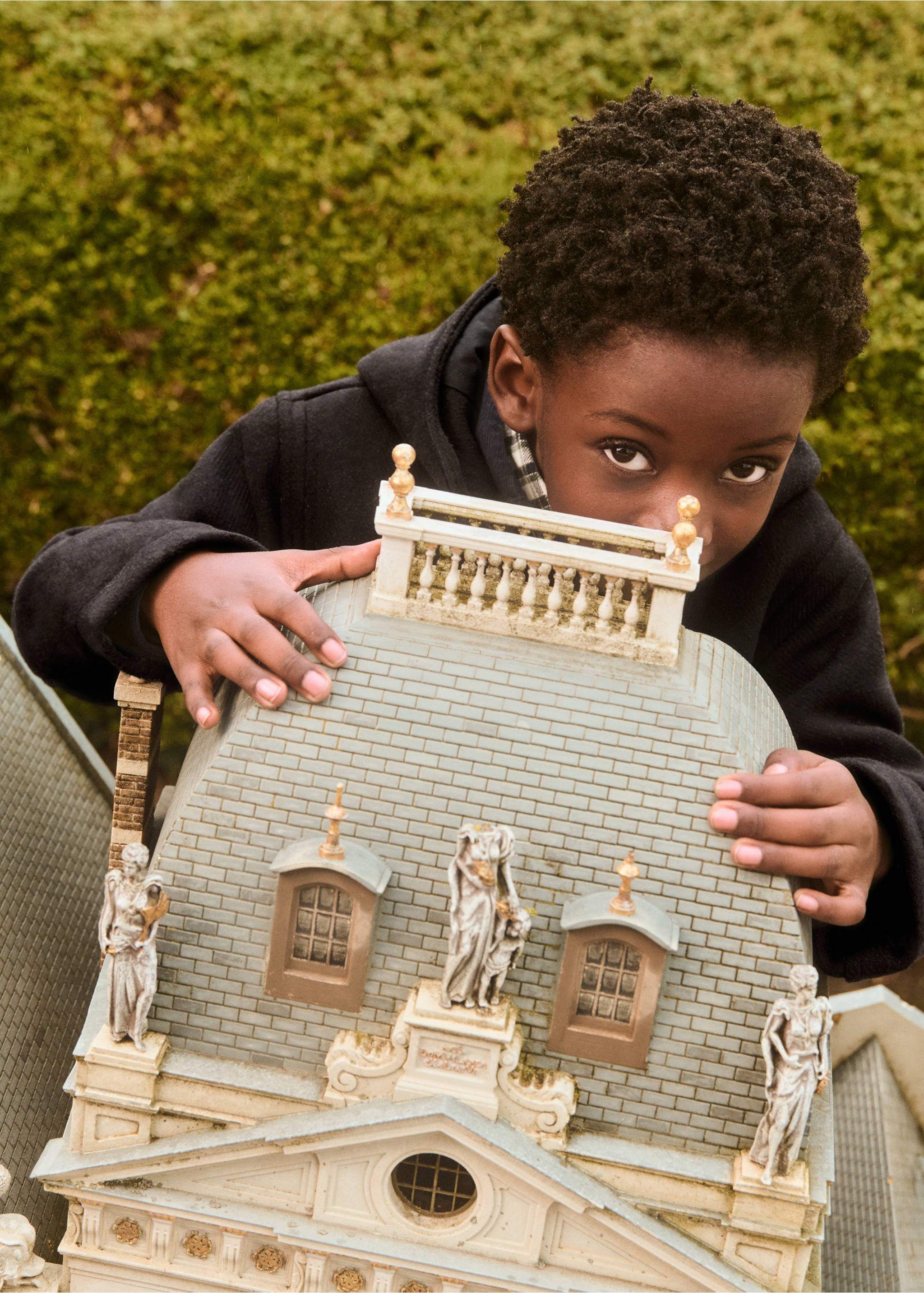 Cloth coat with pockets - Details of the article 6, Dark Navy. Ref: 77065978-00.