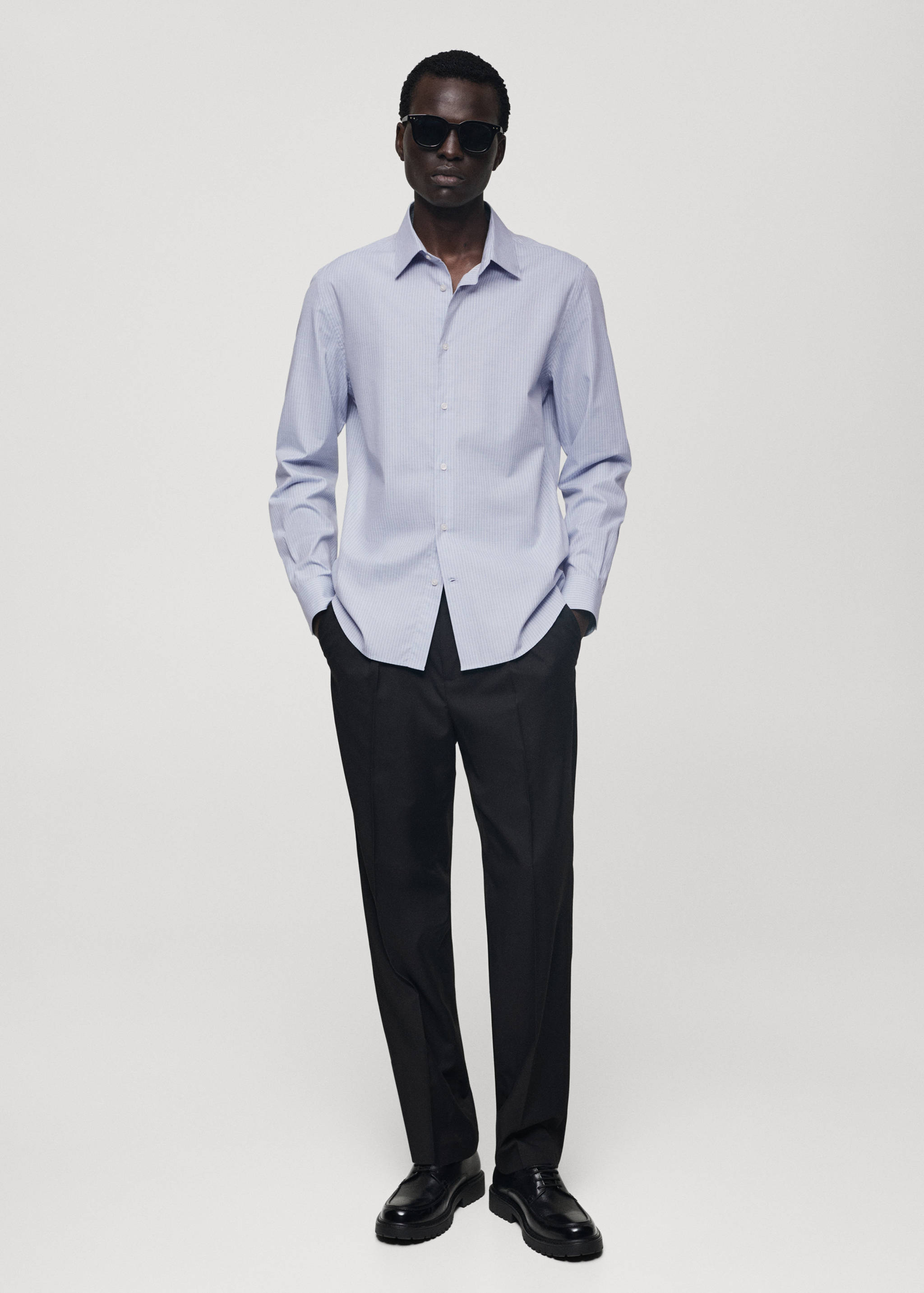 Slim-fit cotton pinstripe shirt - General plane