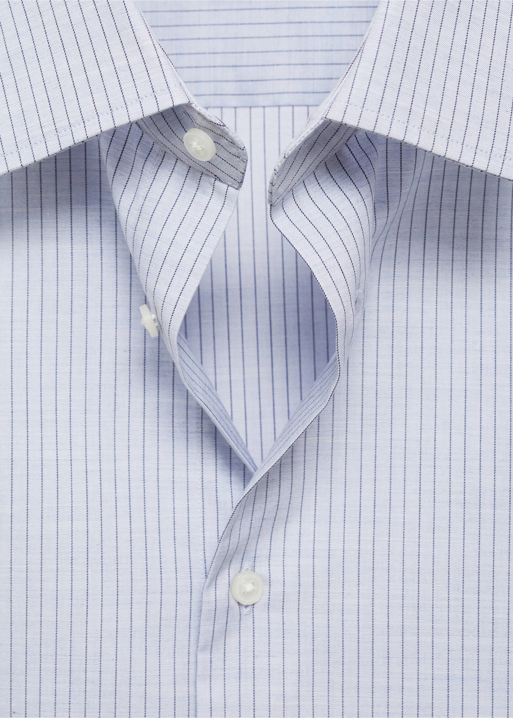 Slim-fit cotton pinstripe shirt - Details of the article 8, Sky Blue. Ref: 77065980-00.