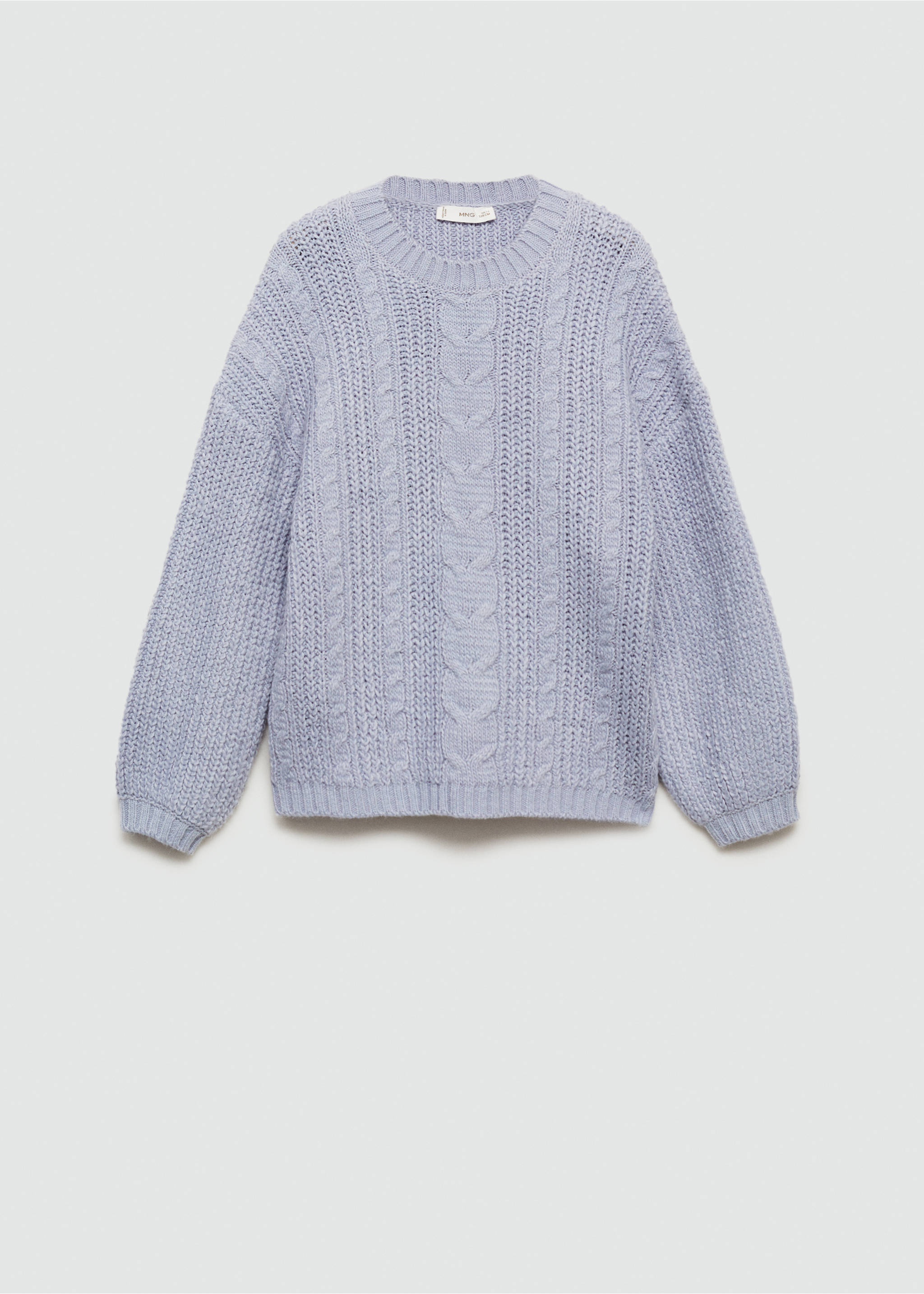 Pullover mit Zopfmuster - Artikel ohne Model, Himmelblau. Ref: 77065981-00.