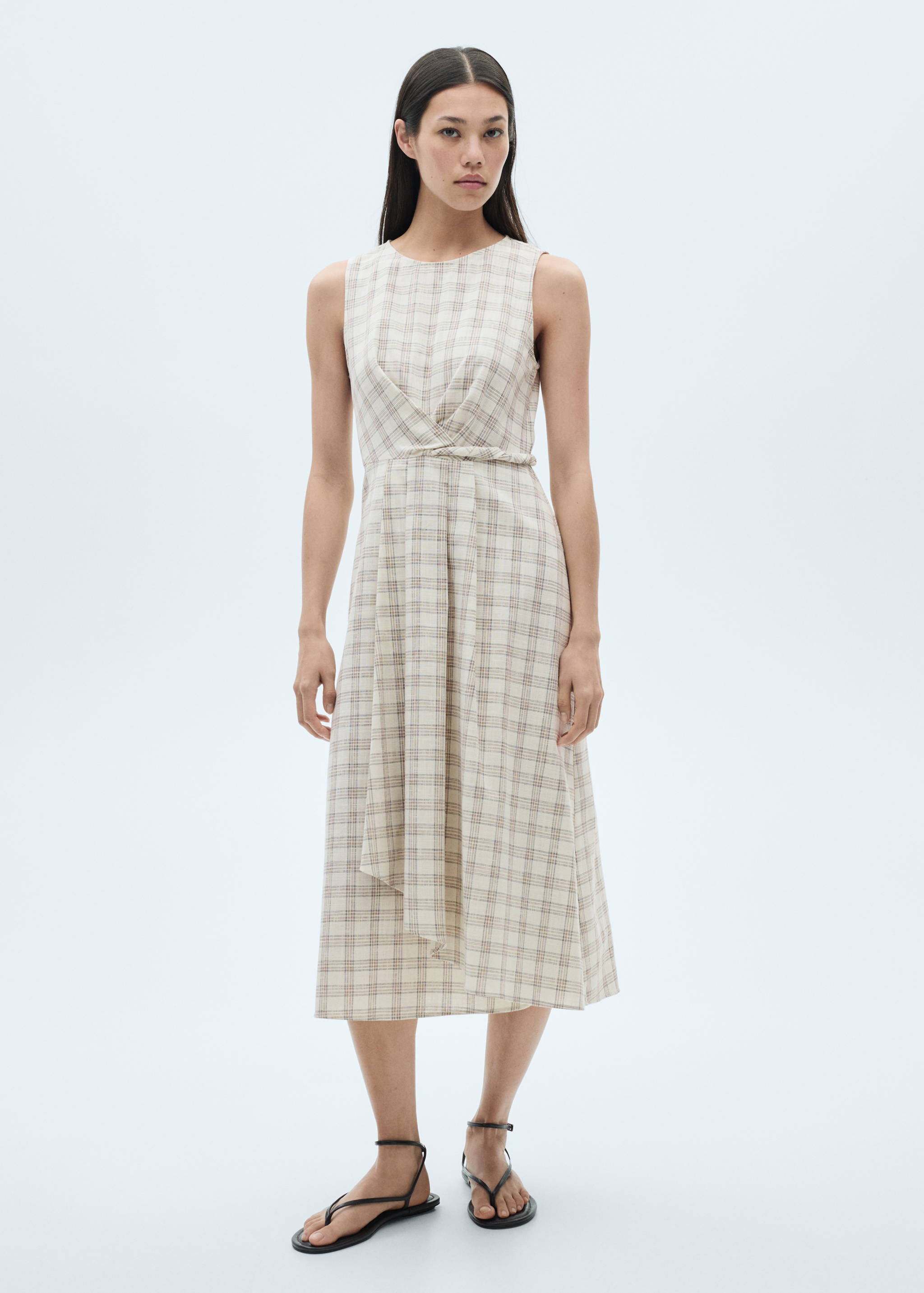 Vestido midi estampado cuadros - Plano general