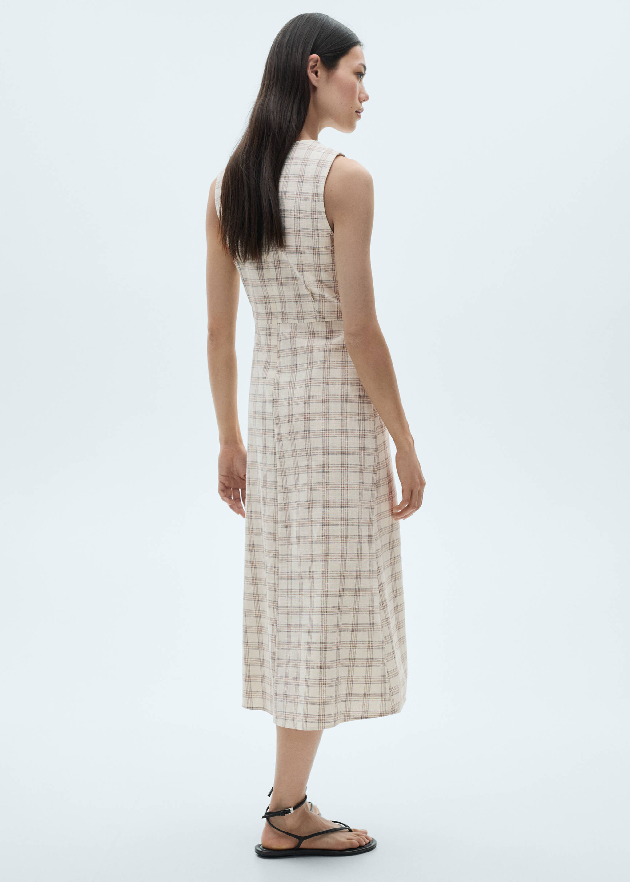 Vestido midi estampado cuadros - Reverso del artículo