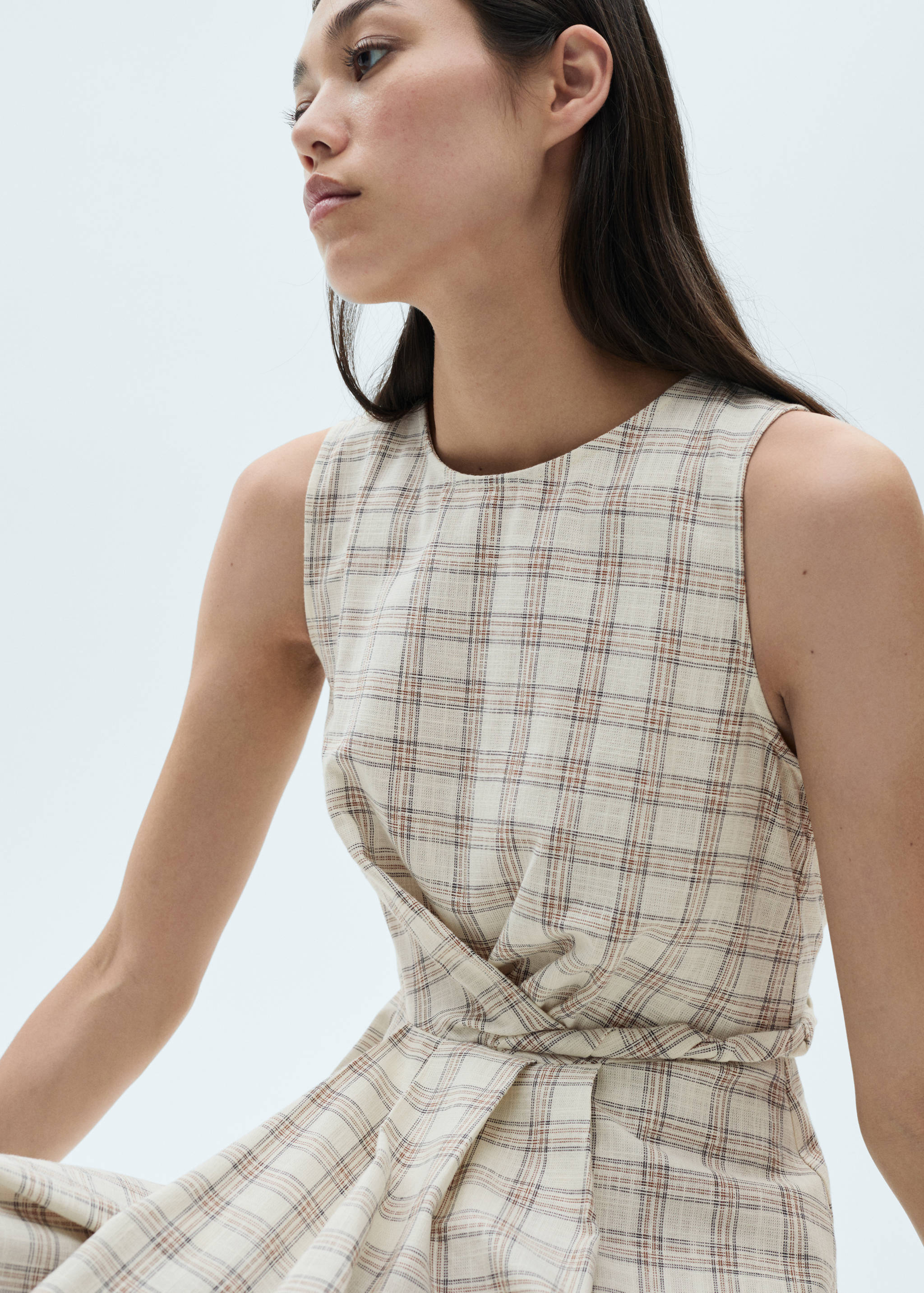 Vestido midi estampado cuadros - Detalle del artículo 1