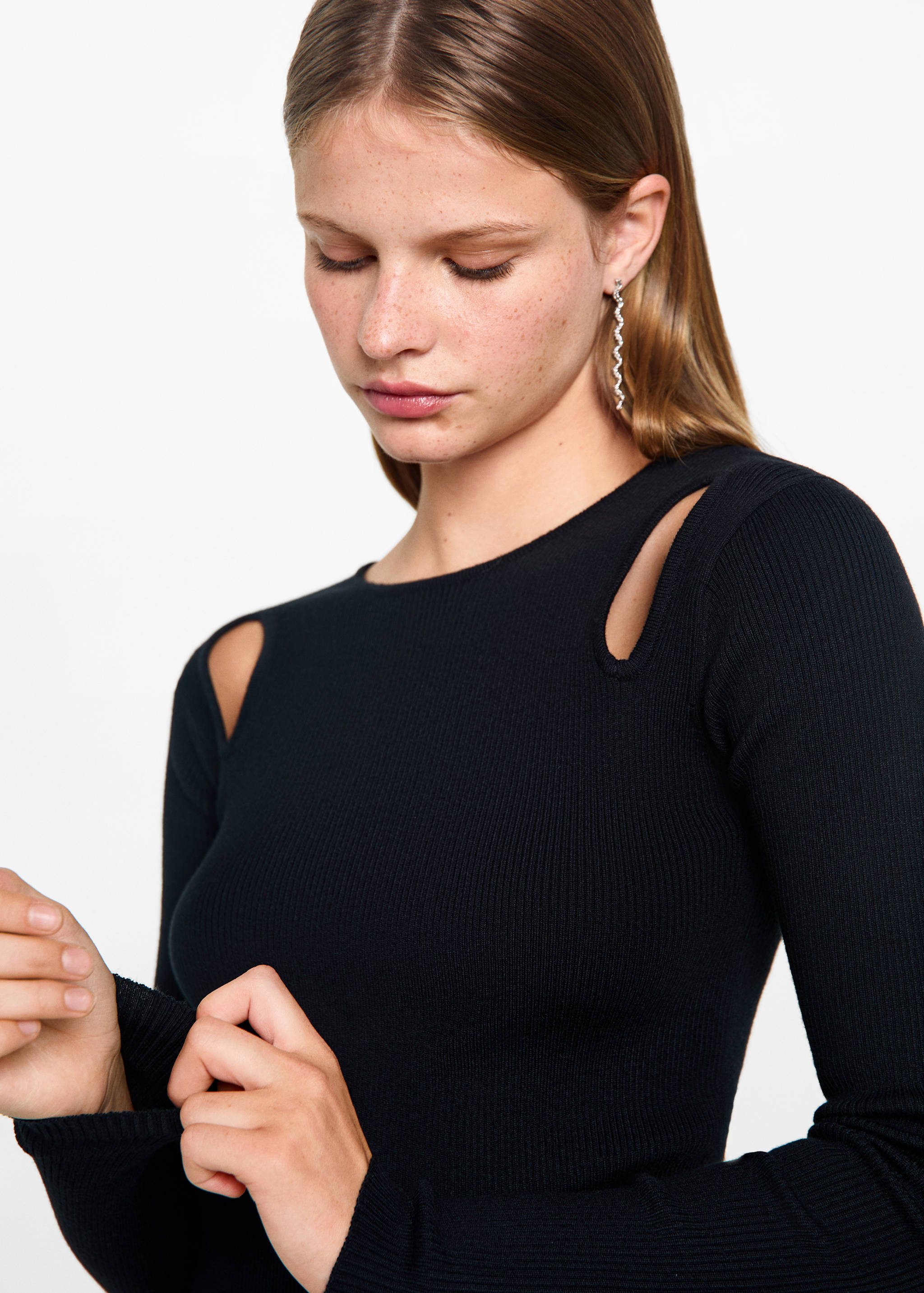 Vestido punto canalé aberturas - Detalle del artículo 1