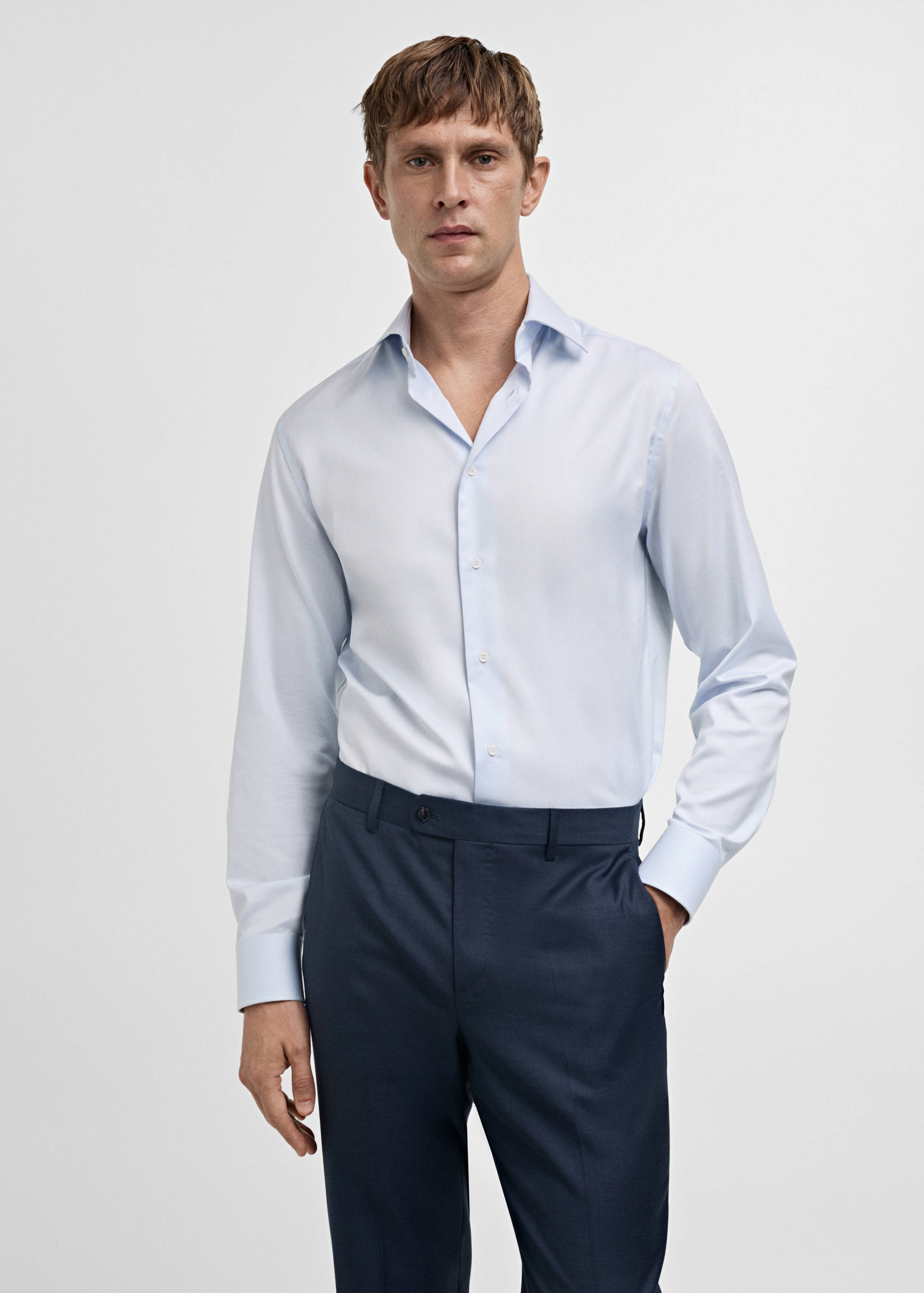 Slim fit cotton suit shirt - Medium plane