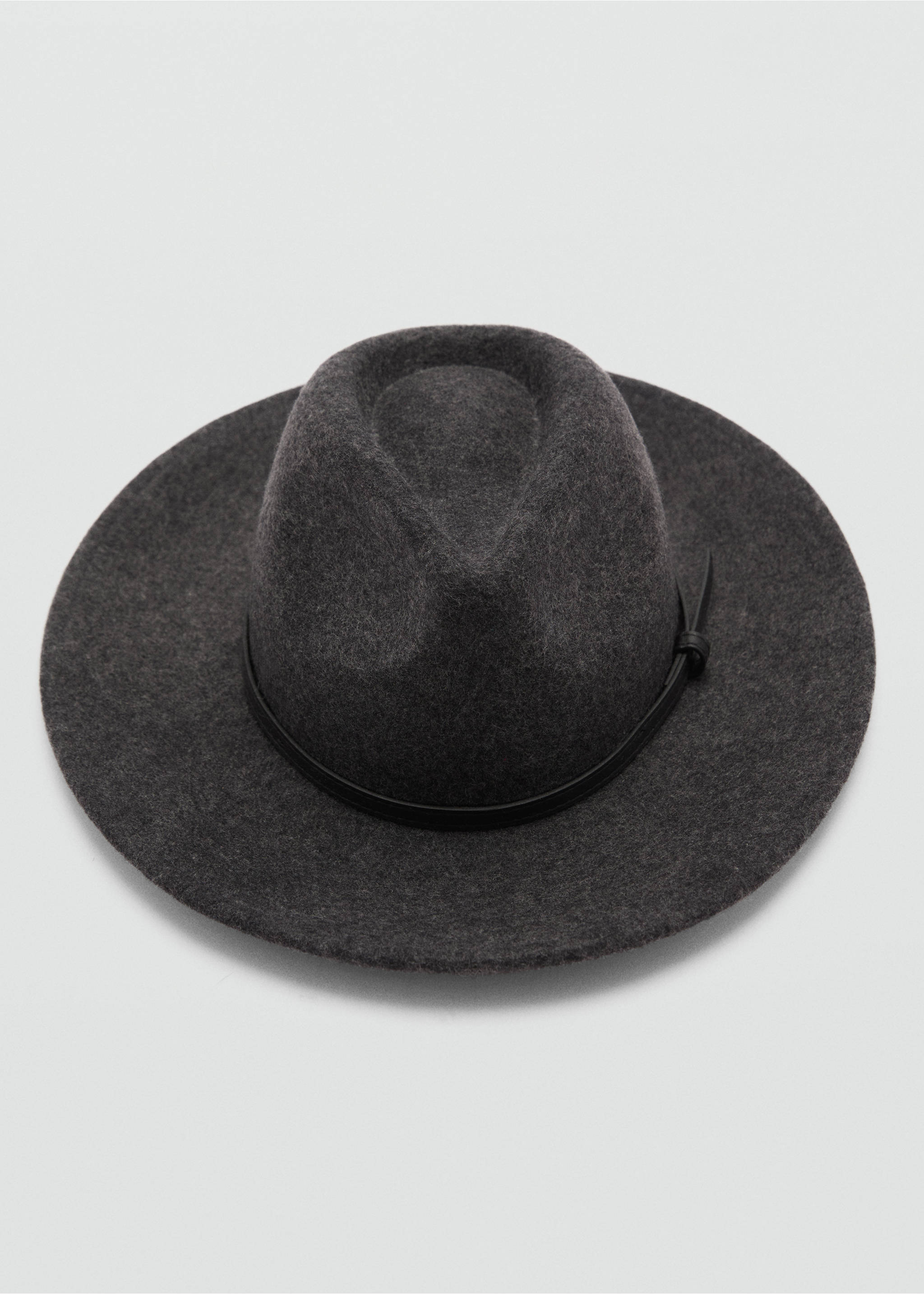 Woollen hat with decorative ribbon - Medium plane, Grey. Ref: 77065994-00.