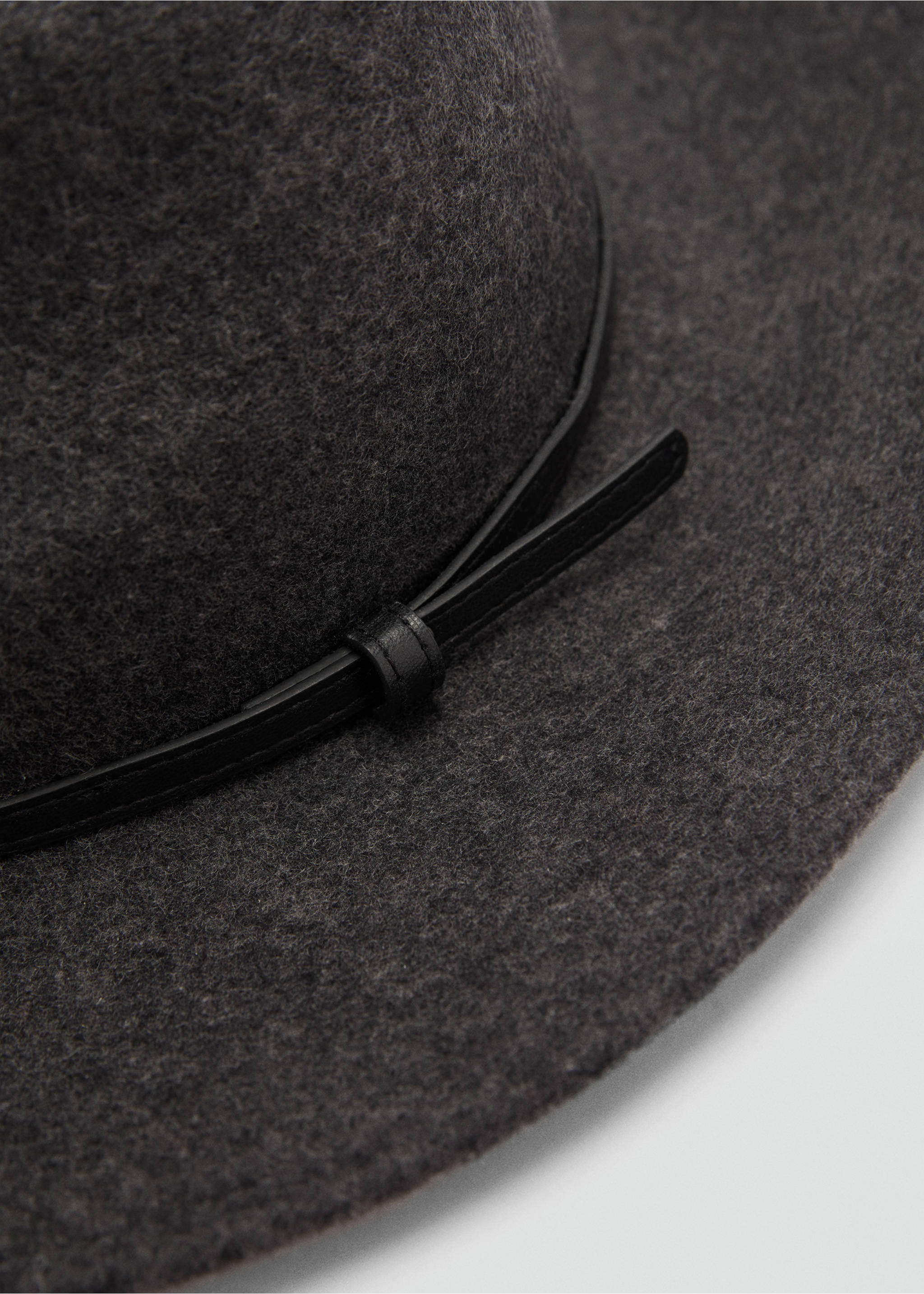 Woollen hat with decorative ribbon - Details of the article 1, Grey. Ref: 77065994-00.