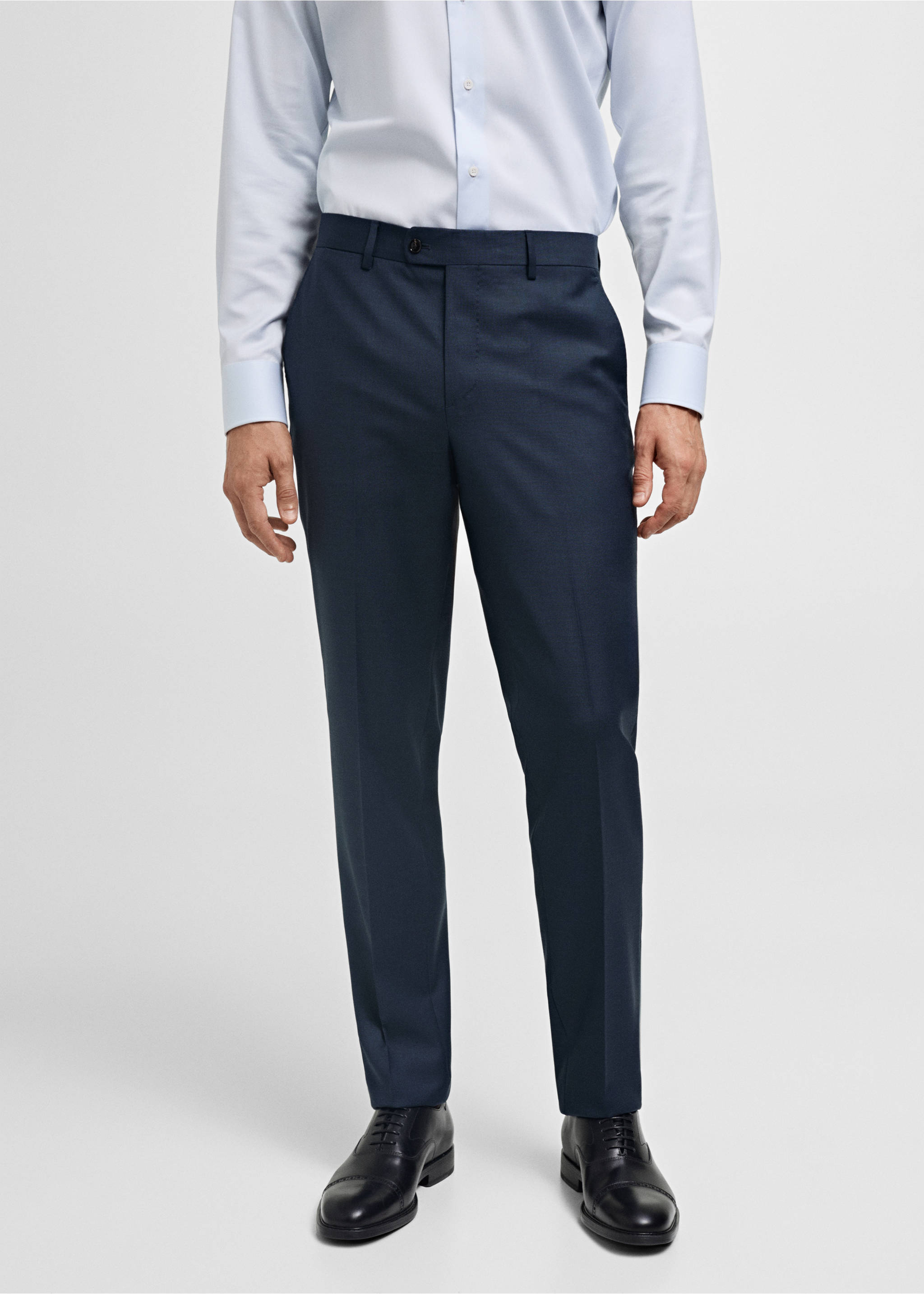Venice 100% virgin wool suit trousers - Medium plane, Dark Navy. Ref: 77066005-00.