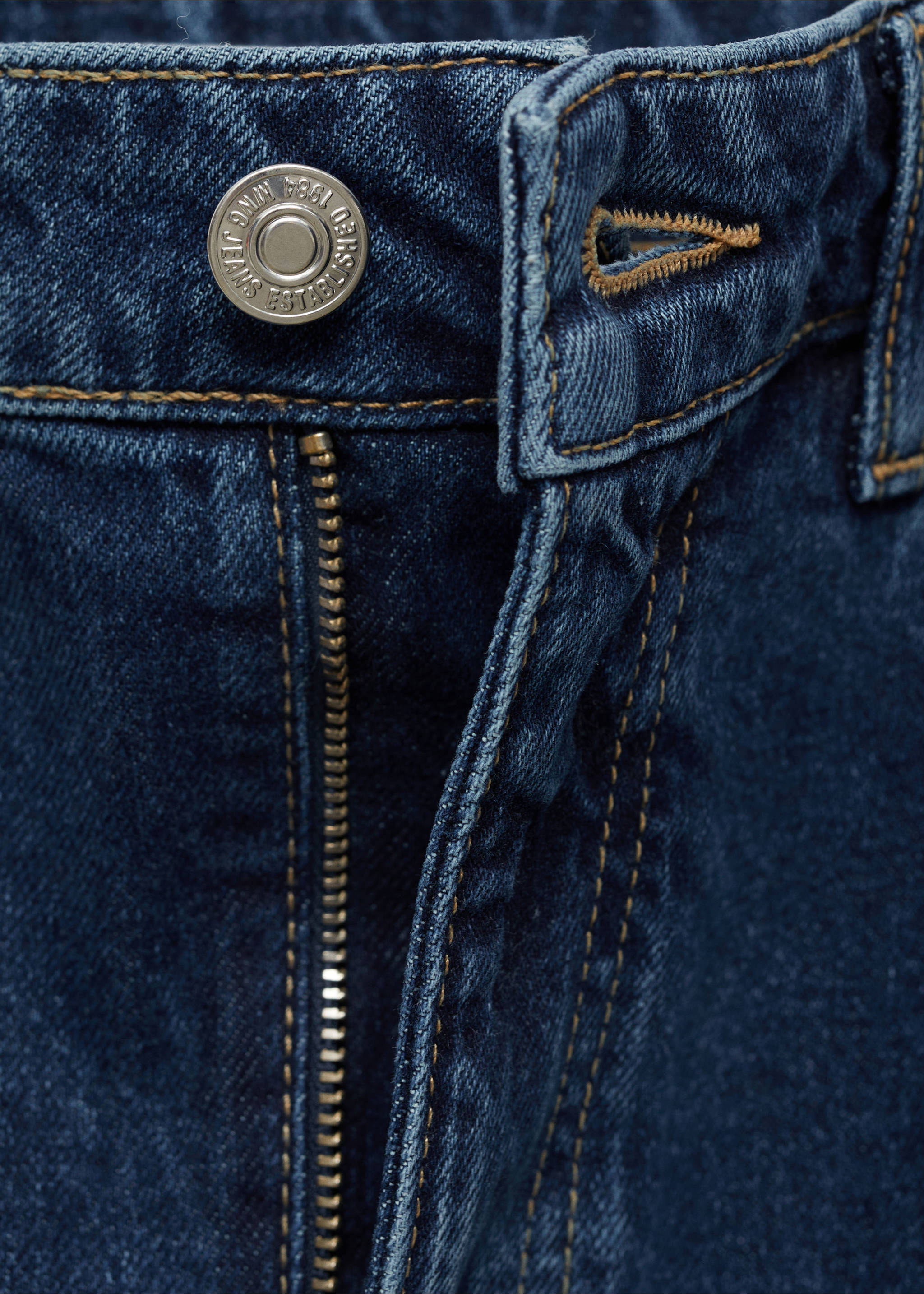 Denim midi-skirt - Details of the article 8, Dark Blue. Ref: 77066007-00.