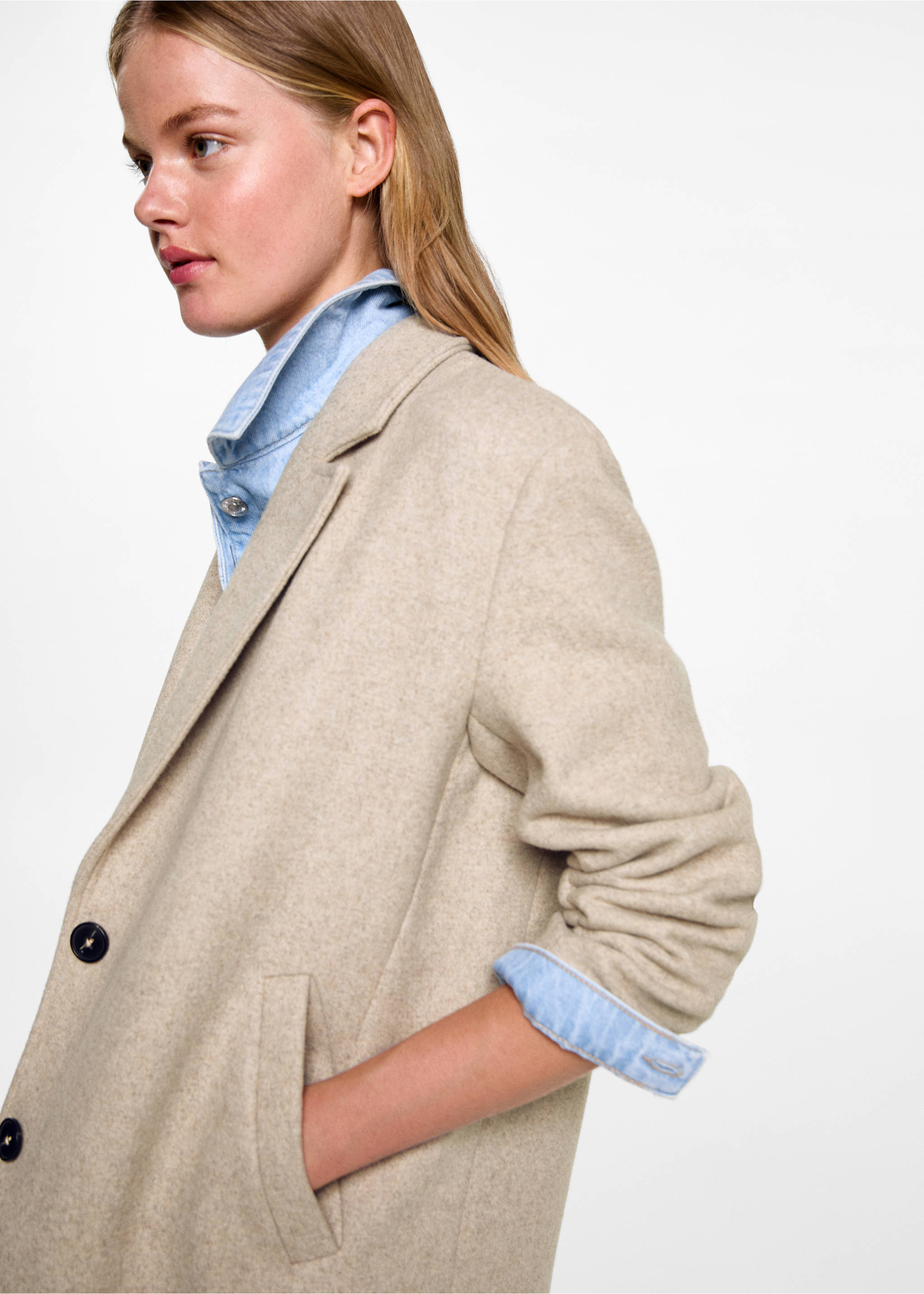 Handmade wool coat - Details of the article 1, Medium Brown. Ref: 77066336-00.