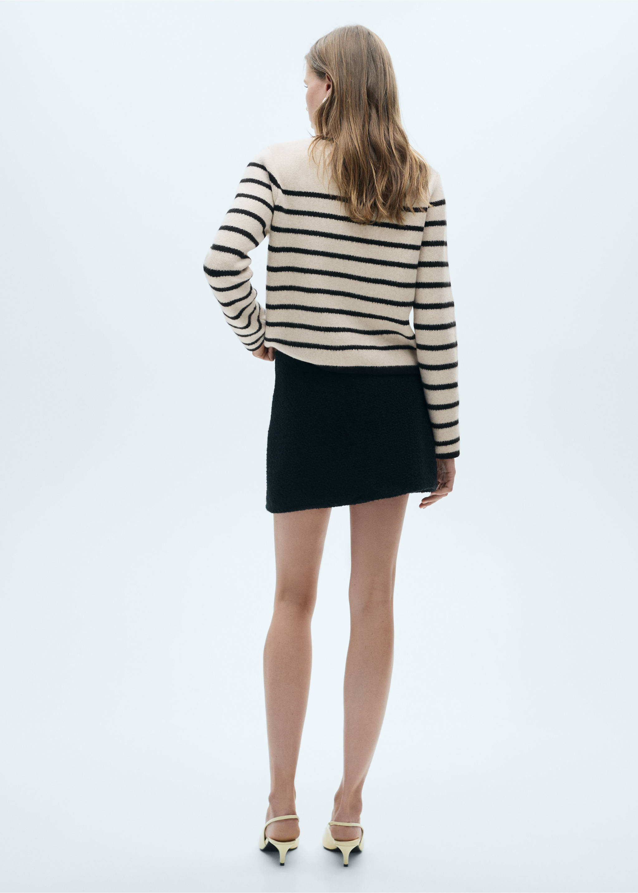 Striped knitted jacket - Reverse of the article, Ecru. Ref: 77066721-00.