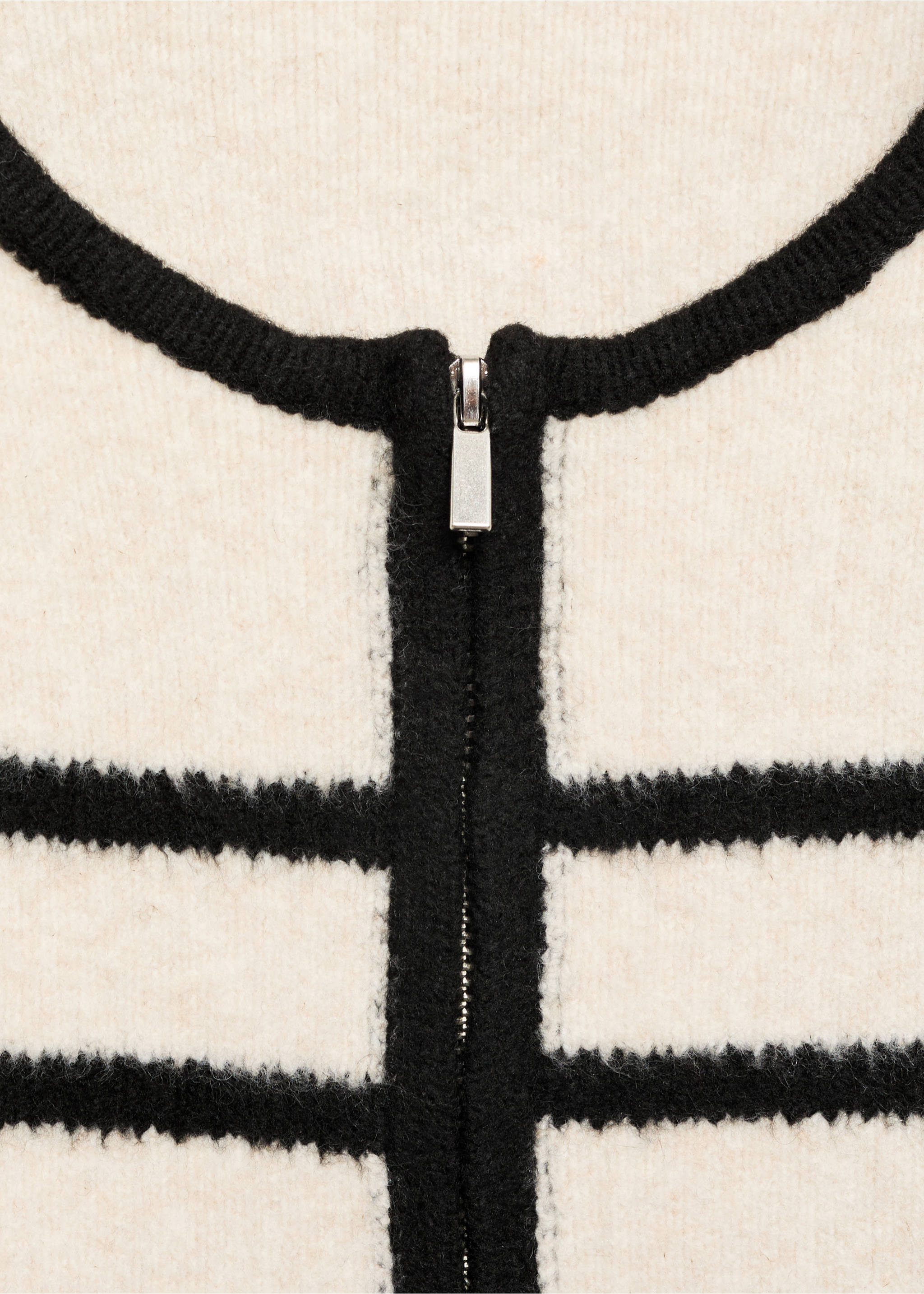 Striped knitted jacket - Details of the article 8, Ecru. Ref: 77066721-00.