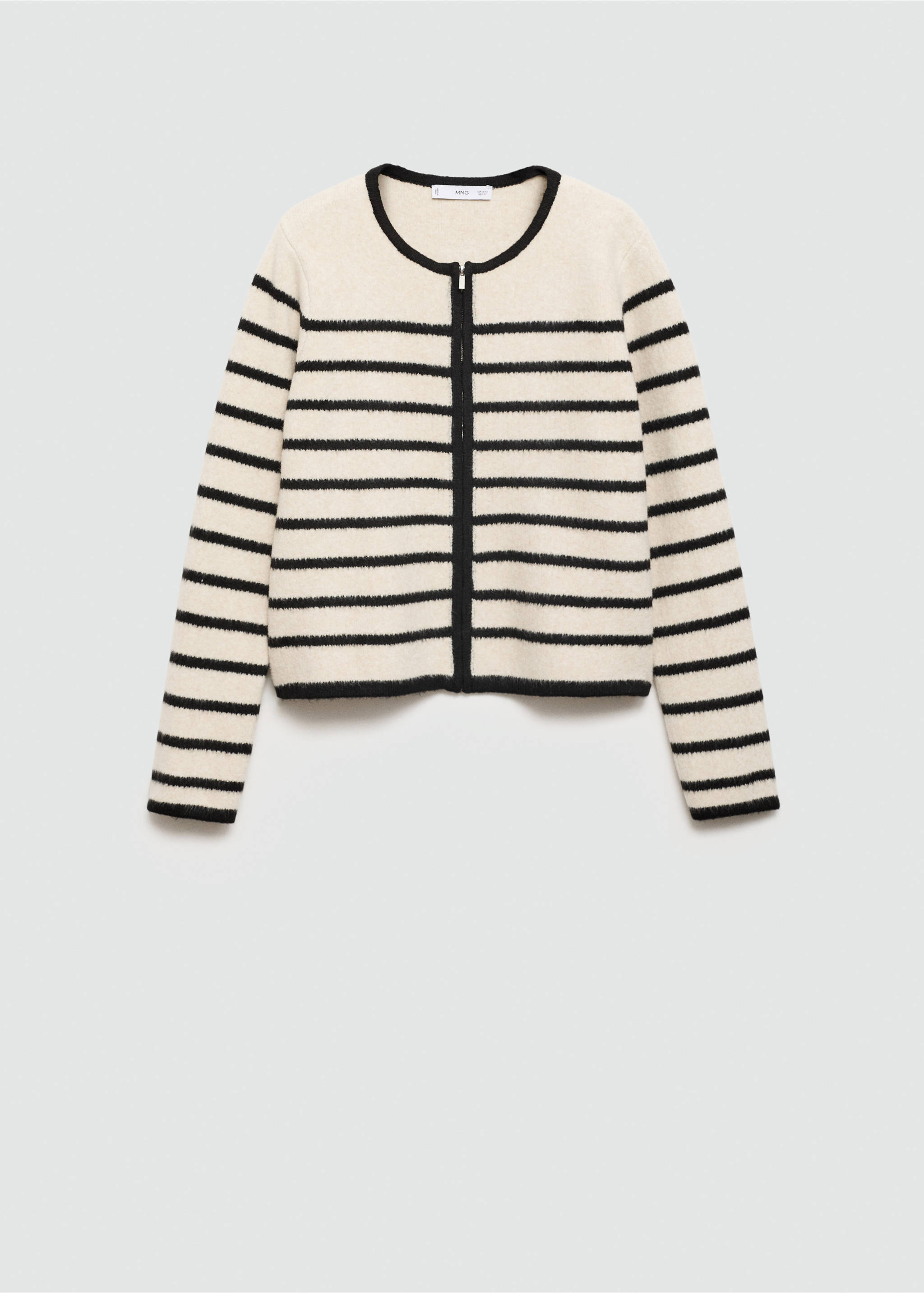 Striped knitted jacket - Article without model, Ecru. Ref: 77066721-00.
