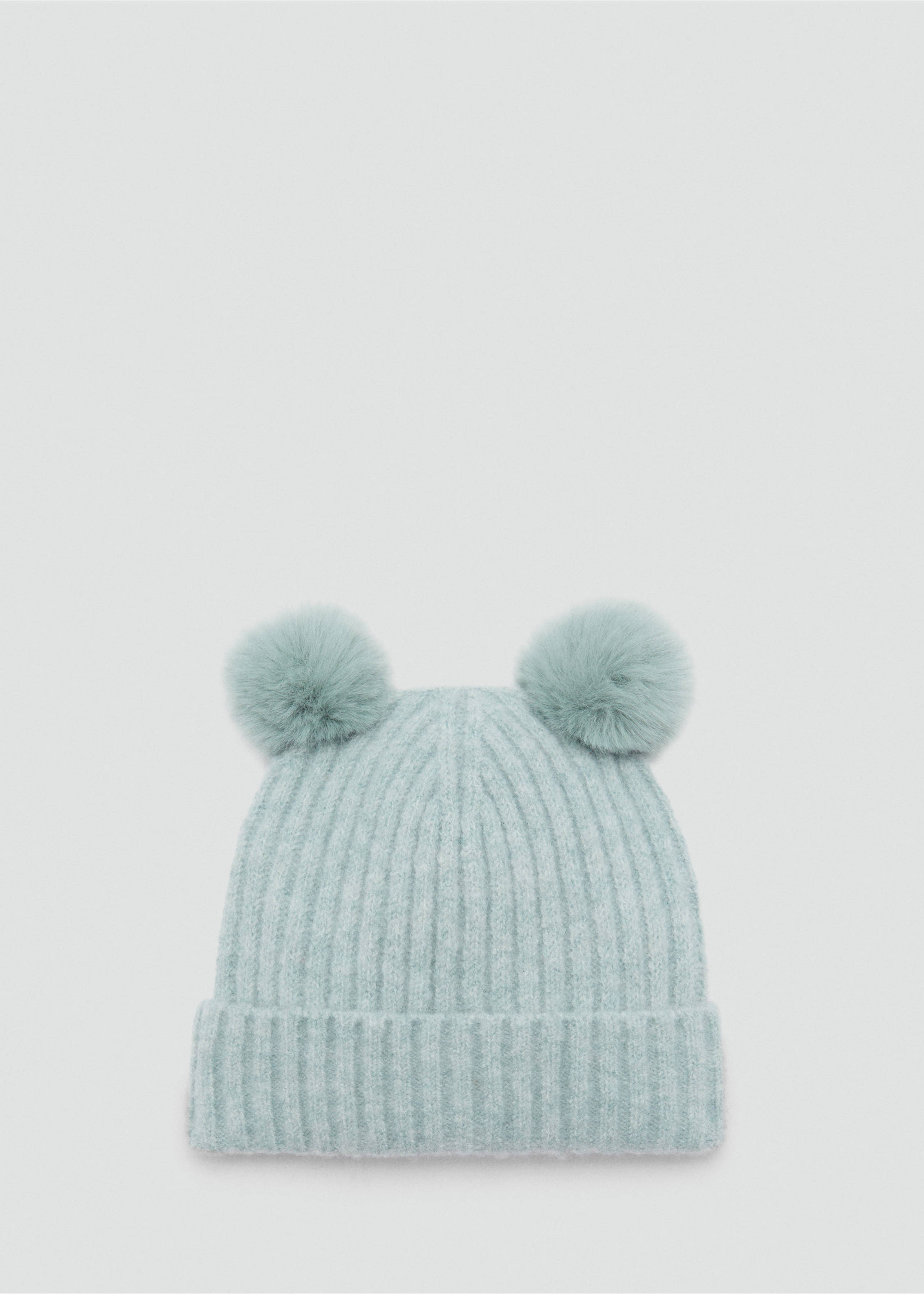 Pom pom cable-knit beanie - Article without model, Aqua Green. Ref: 77066728-00.