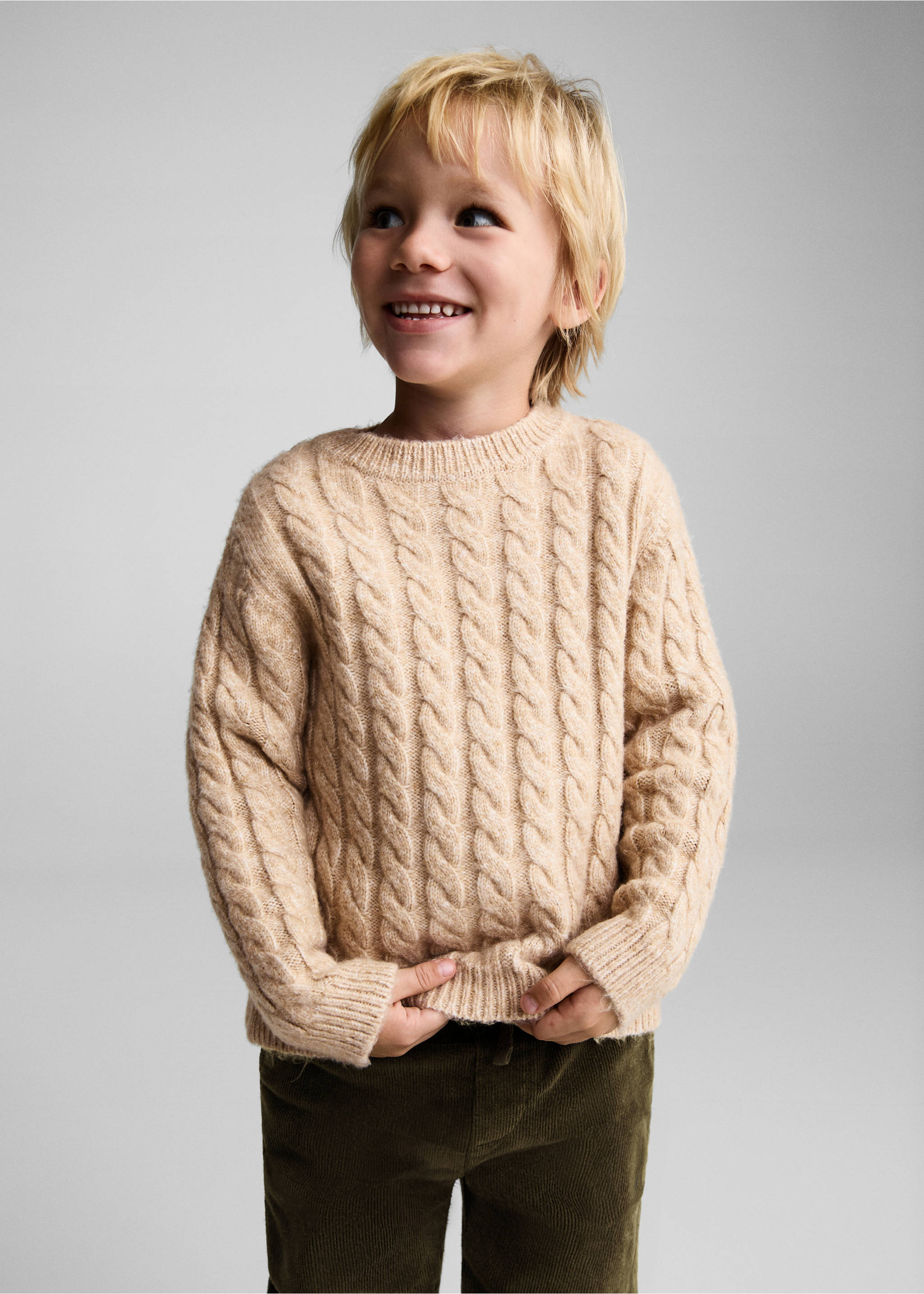 Braided knitted sweater - Medium plane, Medium Brown. Ref: 77066733-00.